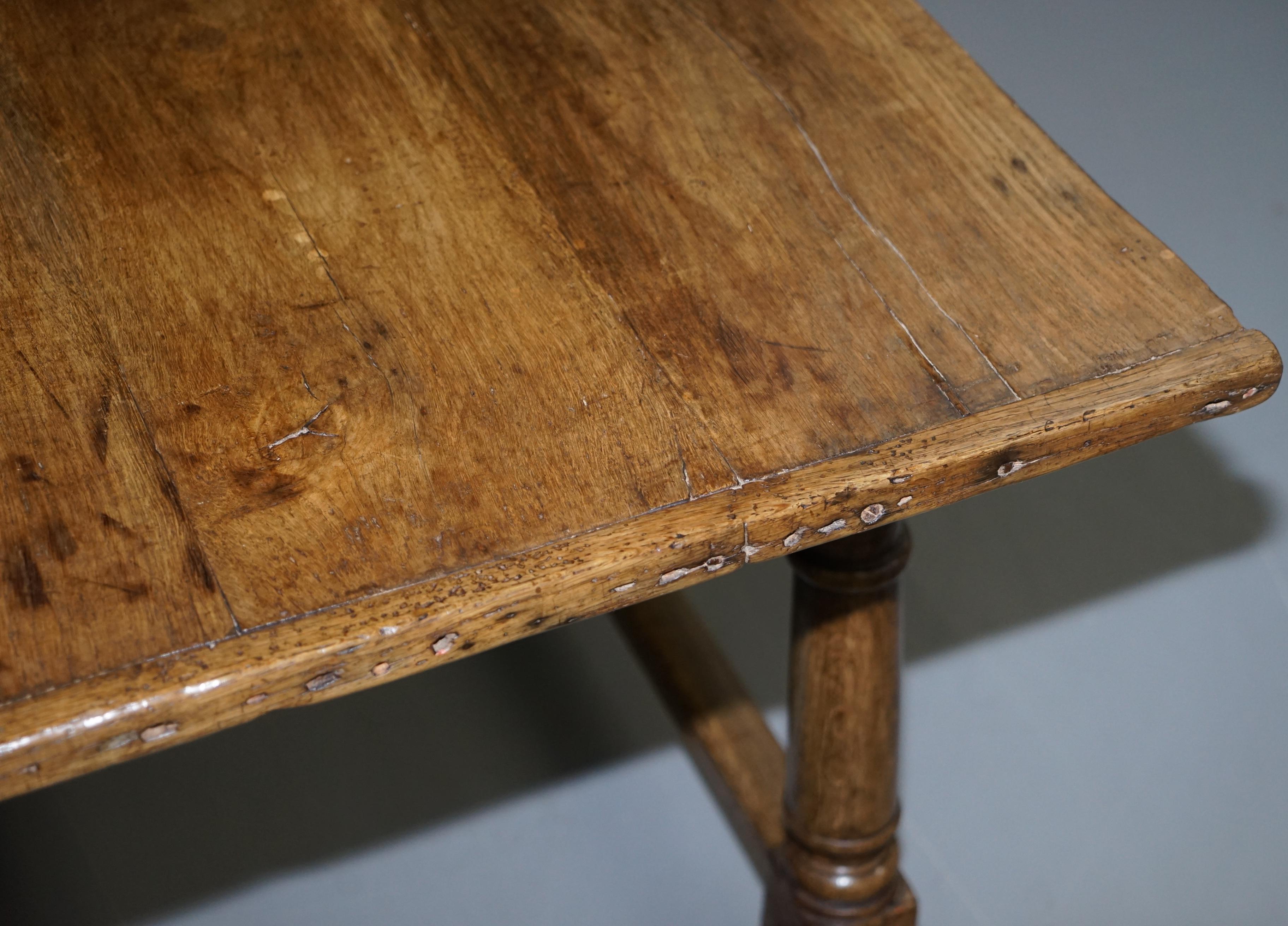 Very Rare Charles I 1630 Oak Refectory Dining Hall Table, Plaish Hall Shropshire For Sale 12