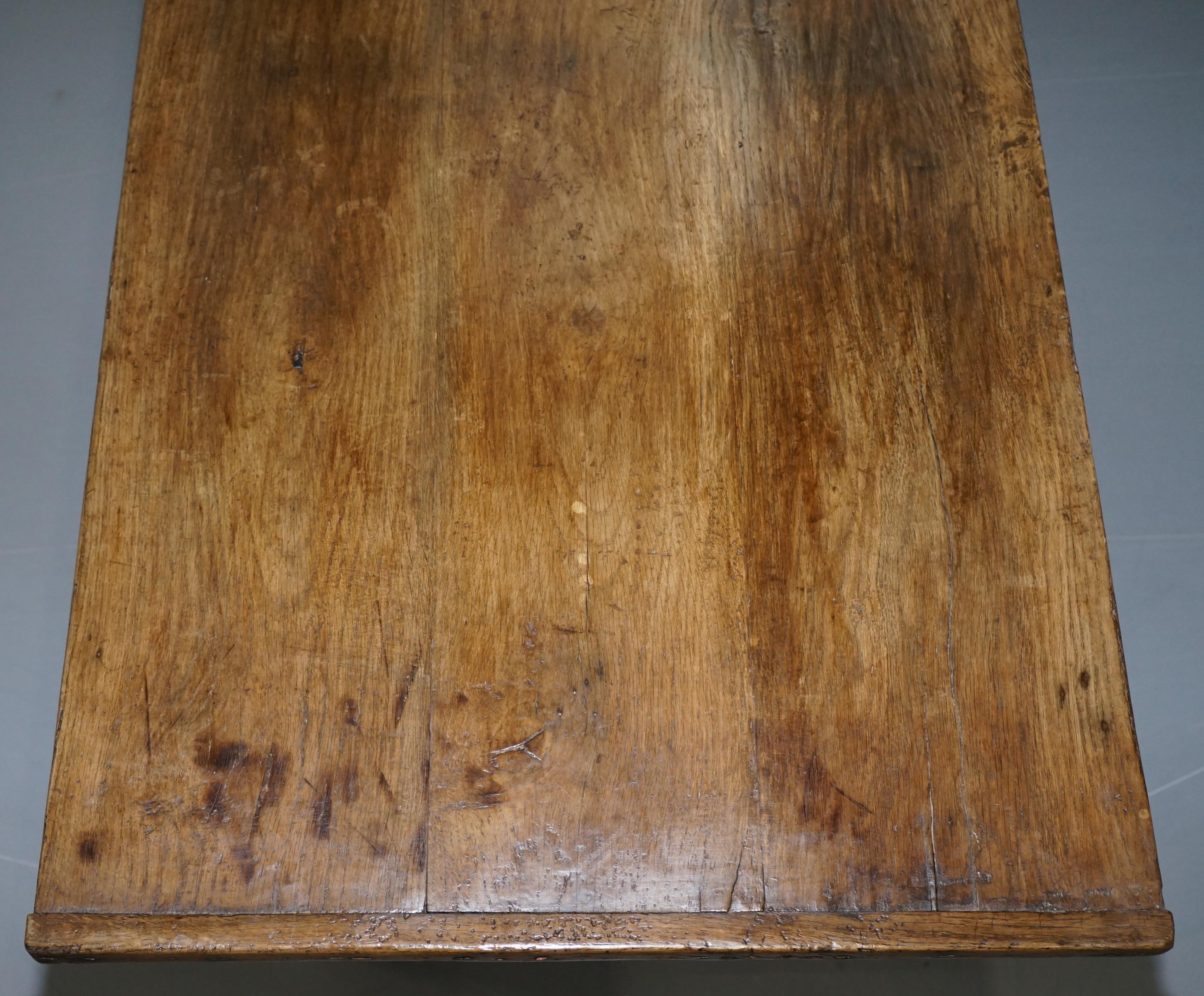 Very Rare Charles I 1630 Oak Refectory Dining Hall Table, Plaish Hall Shropshire For Sale 1