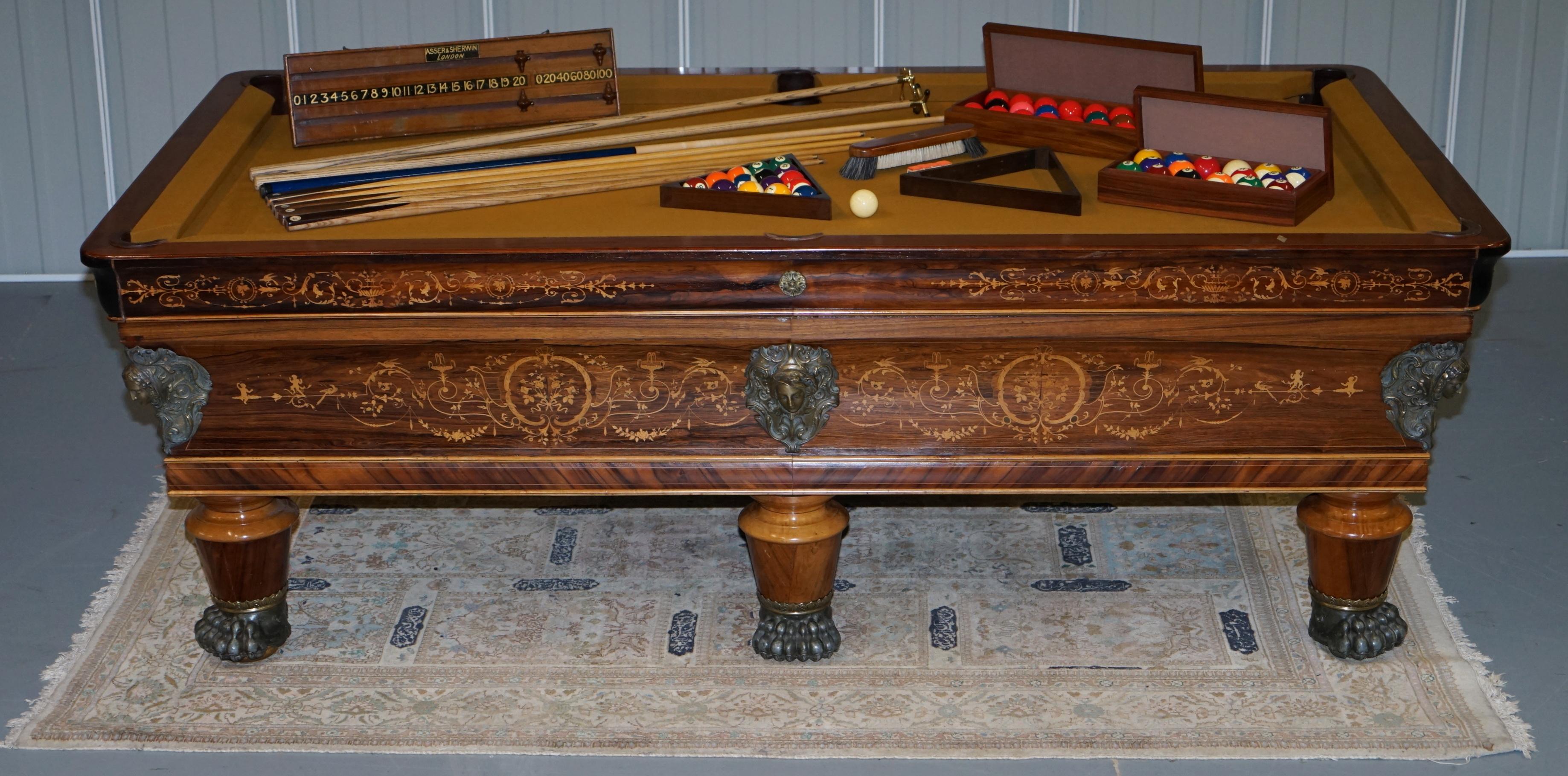 Wimbledon-Furniture

Wimbledon-Furniture is delighted to offer for sale this stunning and exceptionally rare original circa 1800 Charles X Hardwood and Marquetry inlaid Billiard D'epoque billiards table with solid bronze fixtures and fittings and