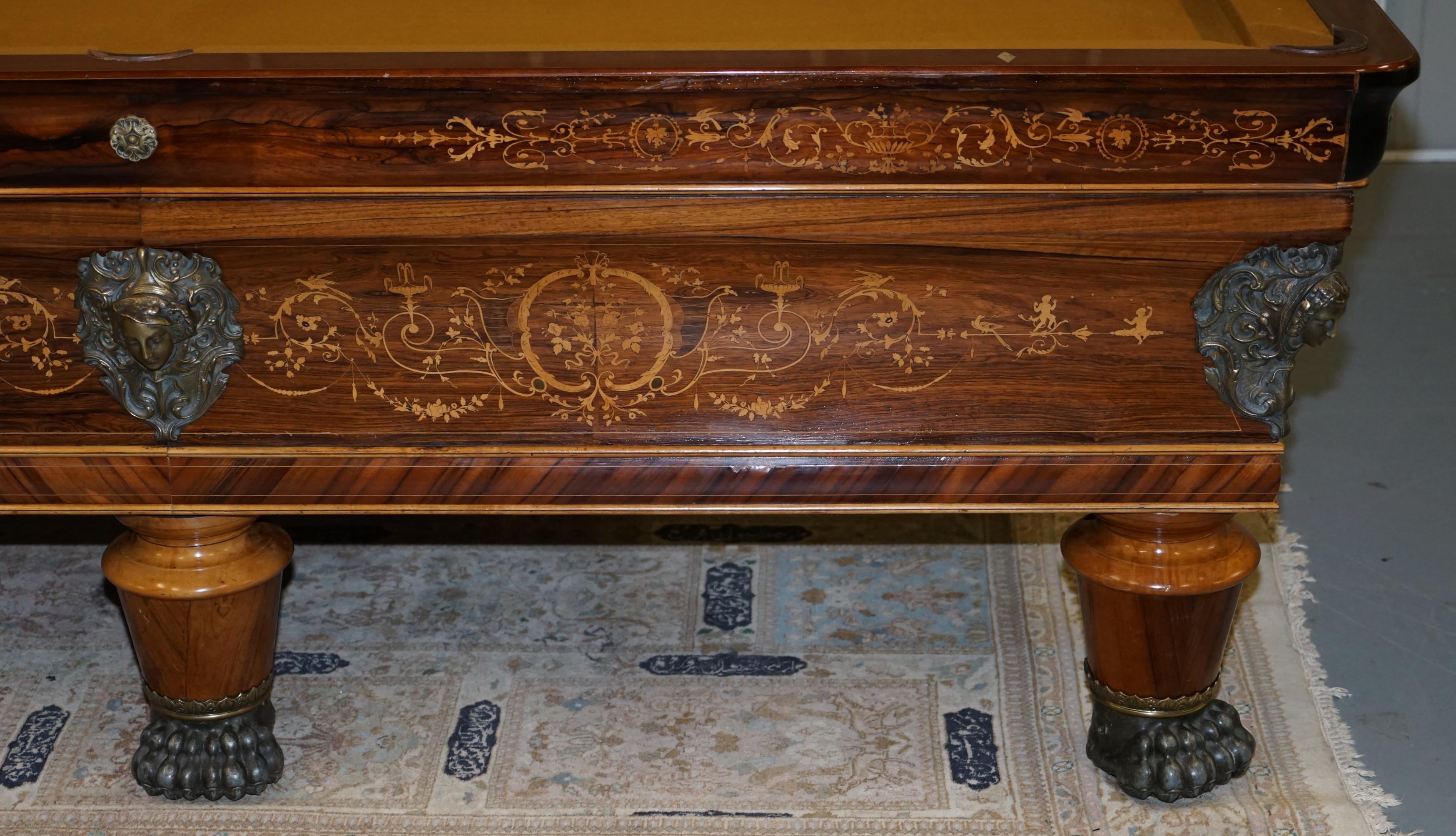 Early 19th Century Very Rare Charles X circa 1800 Marquetry Inlaid POOL Snooker Billiards Table