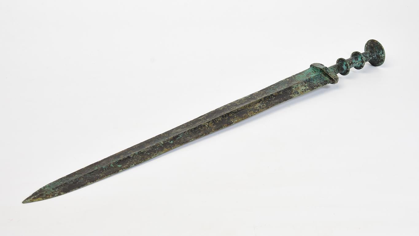 Metalwork Very Rare Chinese Eastern Zhou Archaic Bronze Sword / Knife / Dagger / Weapon