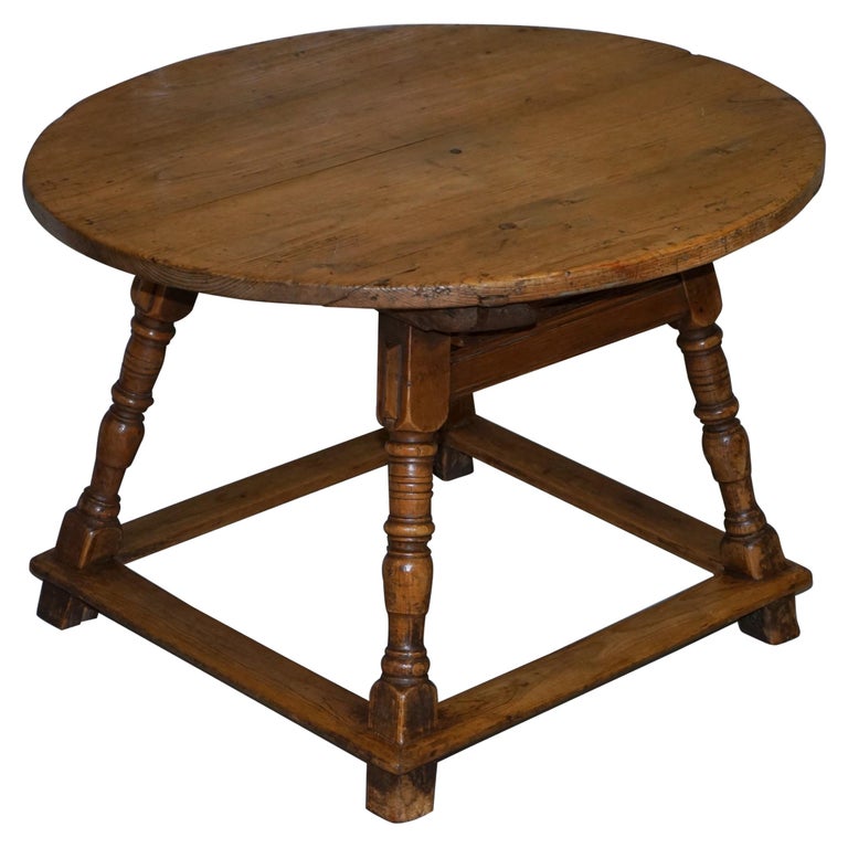 Very Rare circa 1780 Country House Pine Round Dining Table Large  Single-Drawer For Sale at 1stDibs | round dining table with drawers
