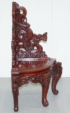 Very Rare circa 1900 Chinese Lacquered Hand-Carved Dragon Corner Chair