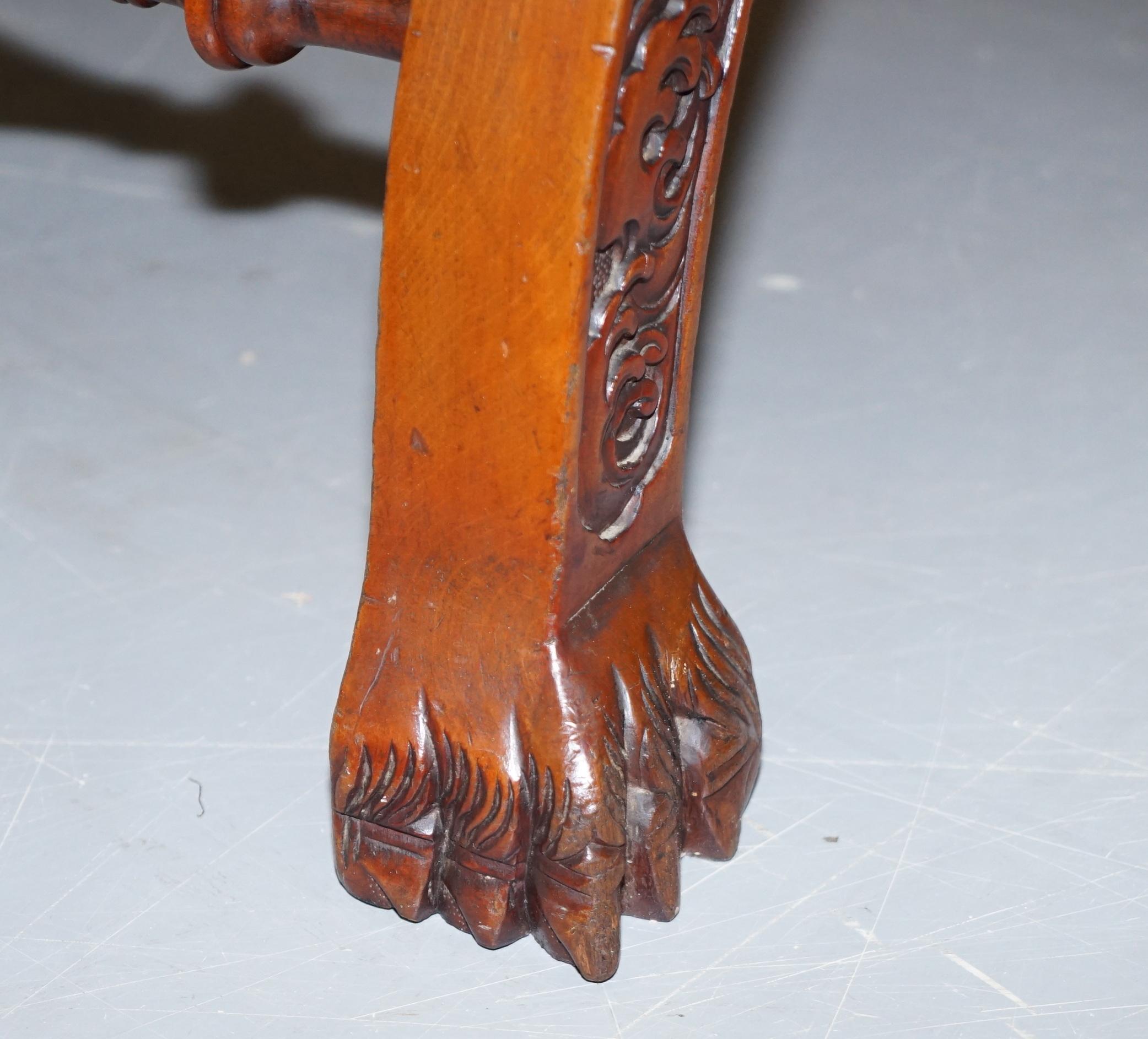 Very Rare circa 1900 Hand Carved Arthur & Bond Yokohama Owl X Frame Armchair 6