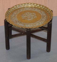 Very Rare circa 1920-1940 Persian Moroccan Brass Topped Folding Occasional Table