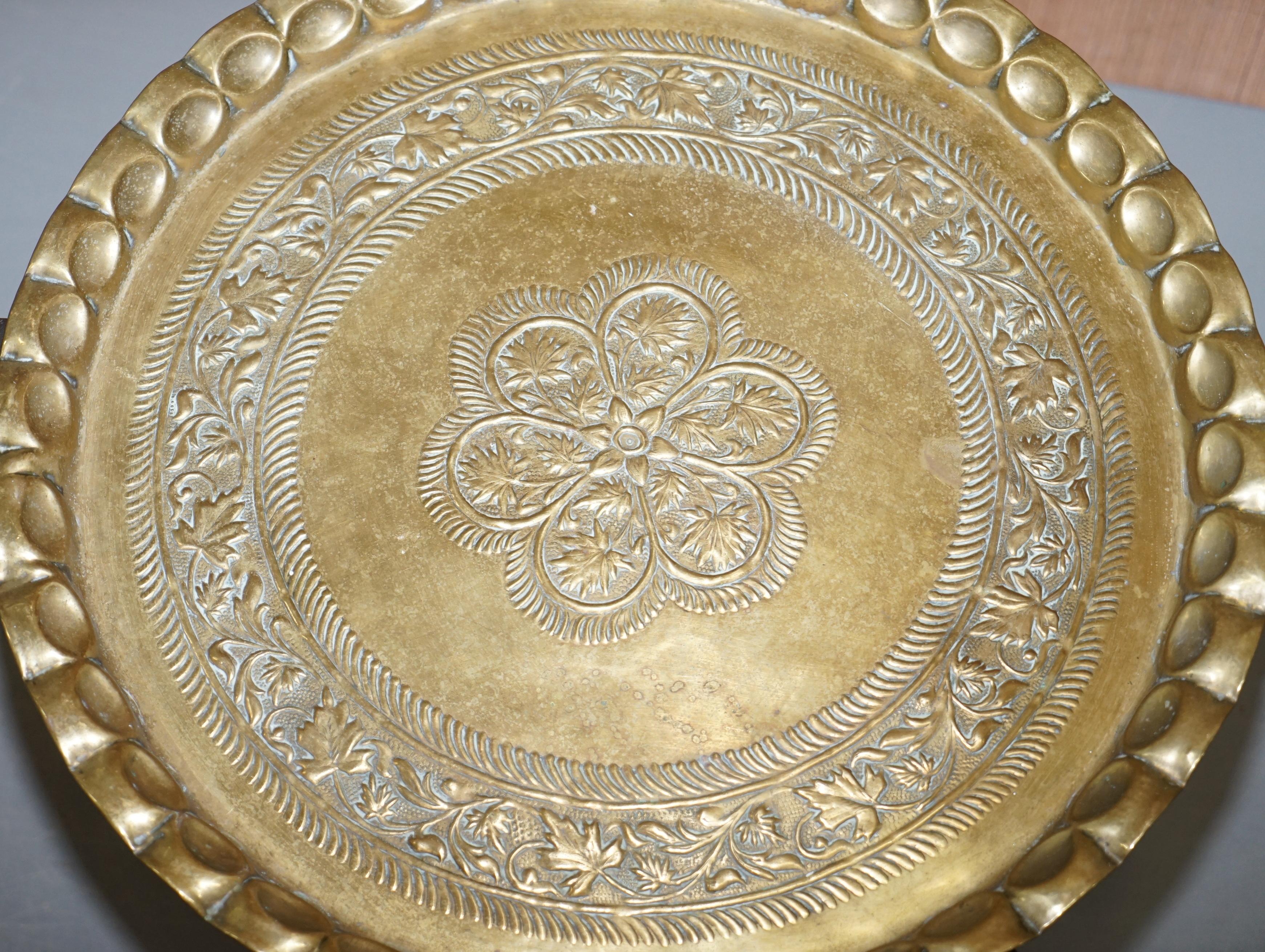 Hand-Crafted Very Rare circa 1920-1940 Persian Moroccan Brass Topped Folding Occasional Table For Sale