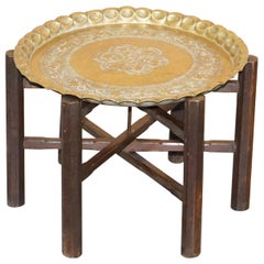Very Rare circa 1920-1940 Persian Moroccan Brass Topped Folding Occasional Table