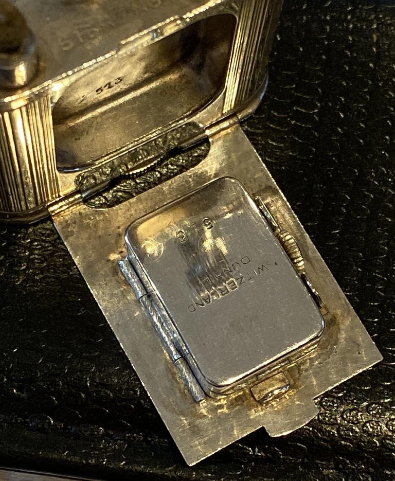 Very Rare circa 1920s Alfred Dunhill Unique Sterling Silver Time