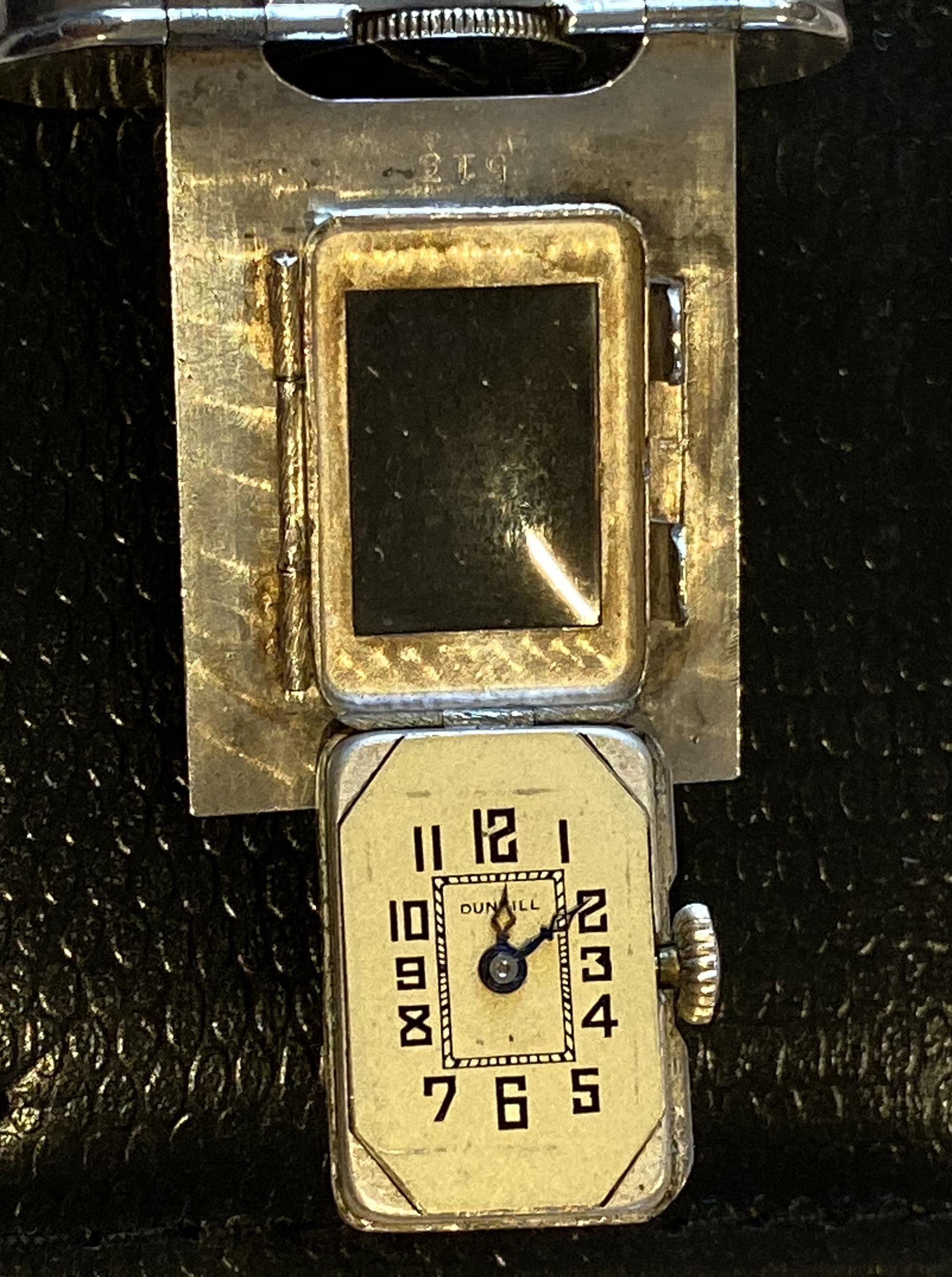 Very Rare circa 1920s Alfred Dunhill Unique Sterling Silver Time Piece Lighter 9