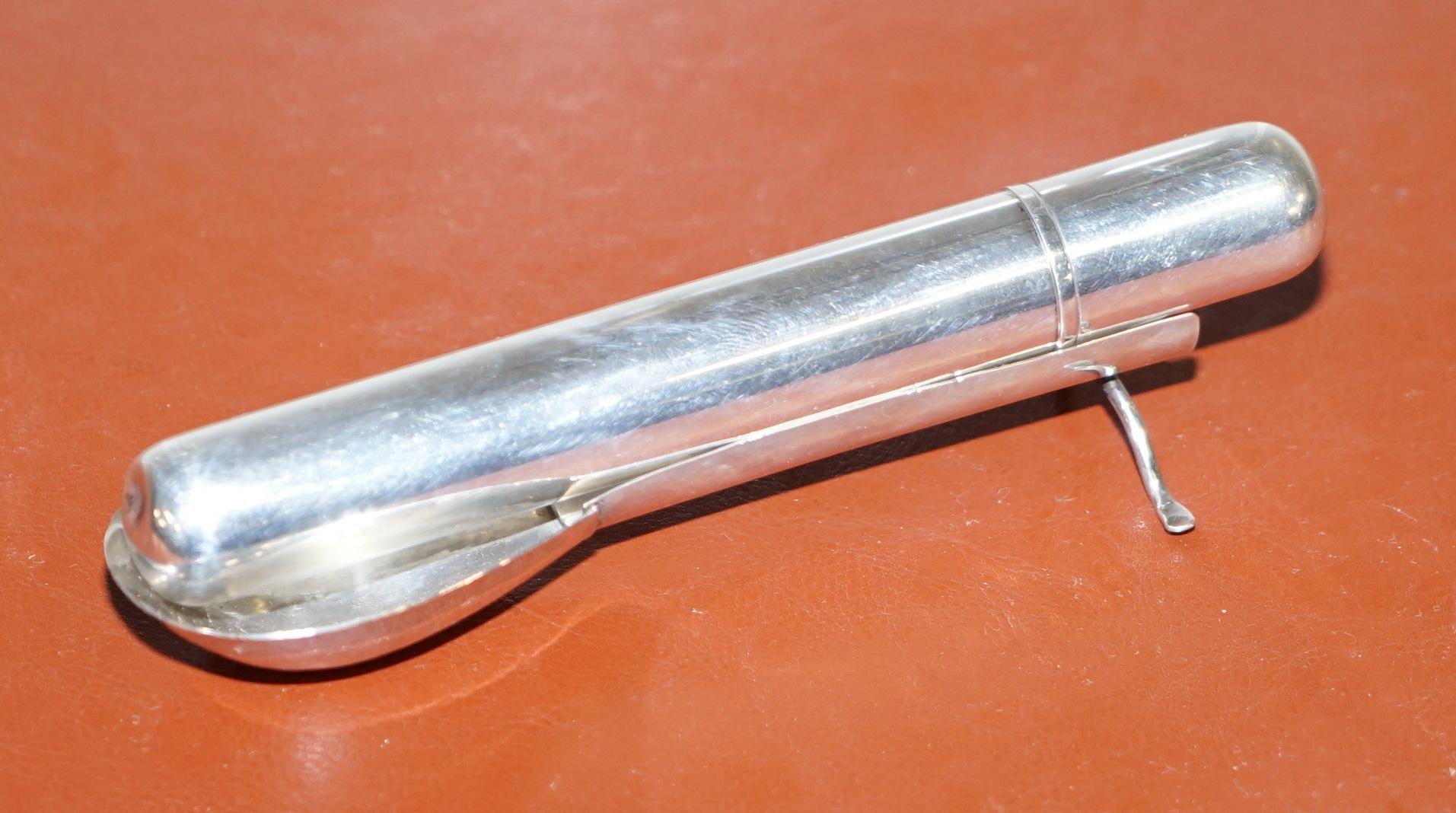 Modern Very Rare circa 1940 Italian Sterling Silver Cigar Tube and Mexican Silver Tray