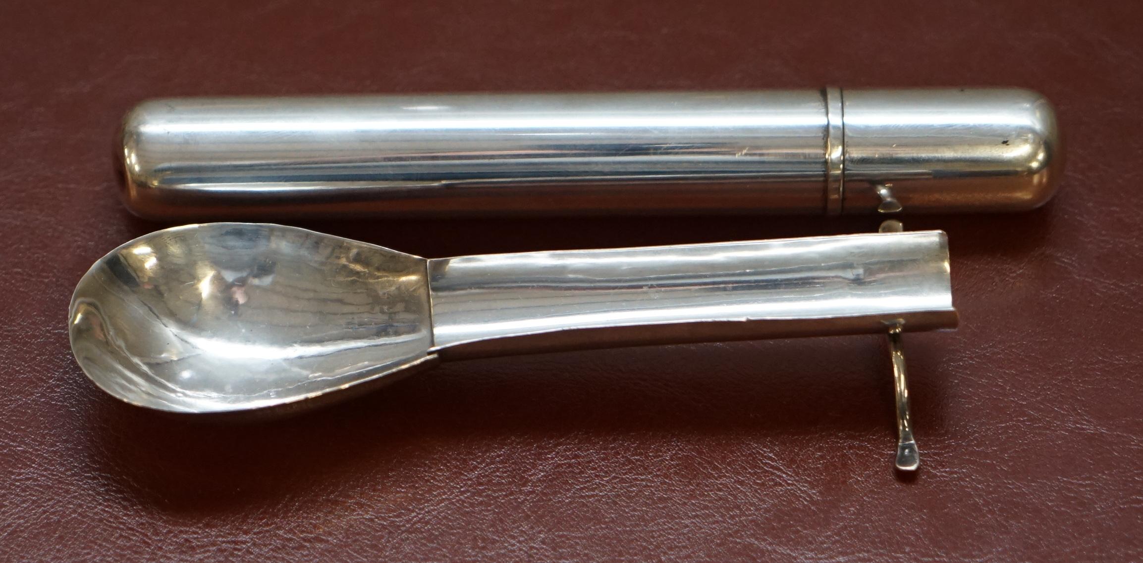 Mid-20th Century Very Rare circa 1940 Italian Sterling Silver Cigar Tube and Mexican Silver Tray