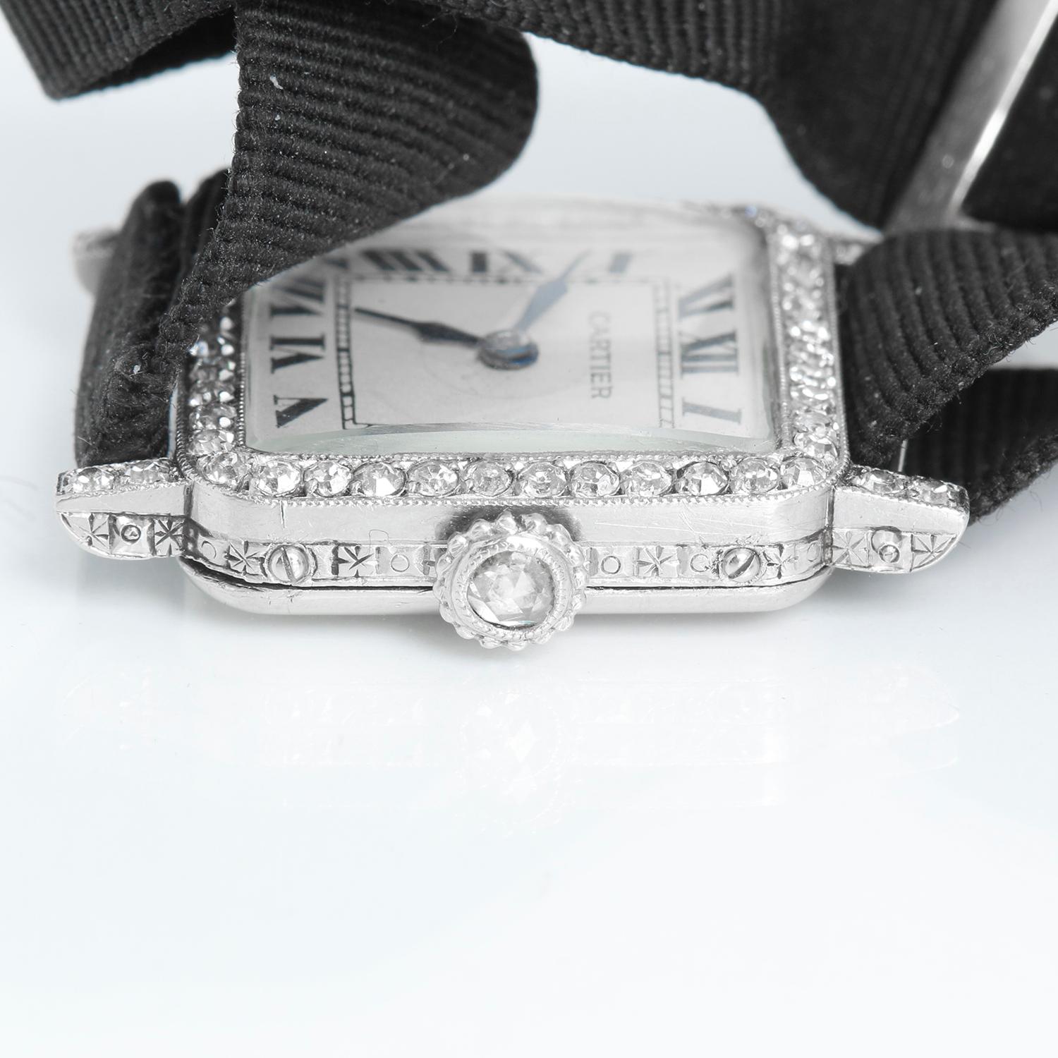 Rarissimo e da collezione orologio da donna Cartier Paris Art Deco in platino e diamanti in vendita 4