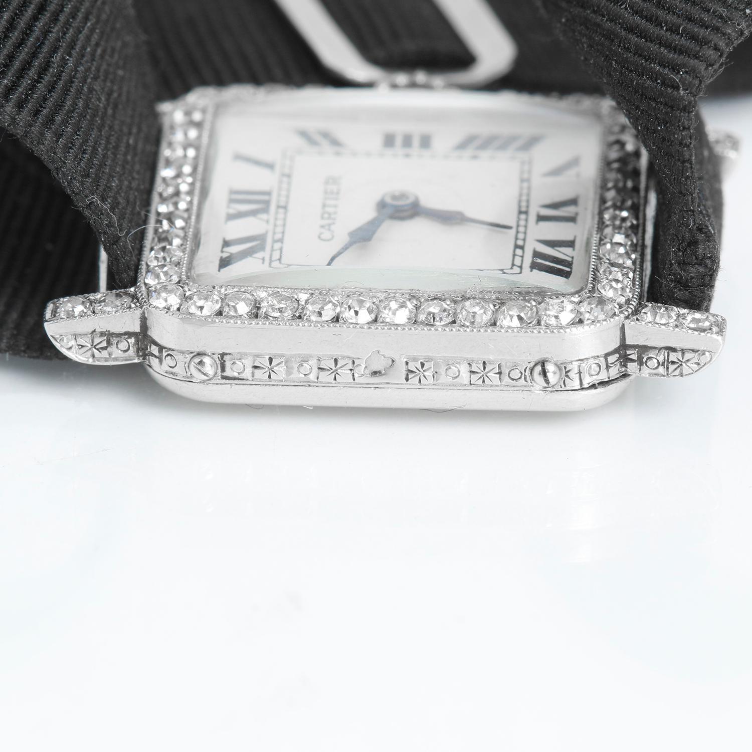 Rarissimo e da collezione orologio da donna Cartier Paris Art Deco in platino e diamanti in vendita 5