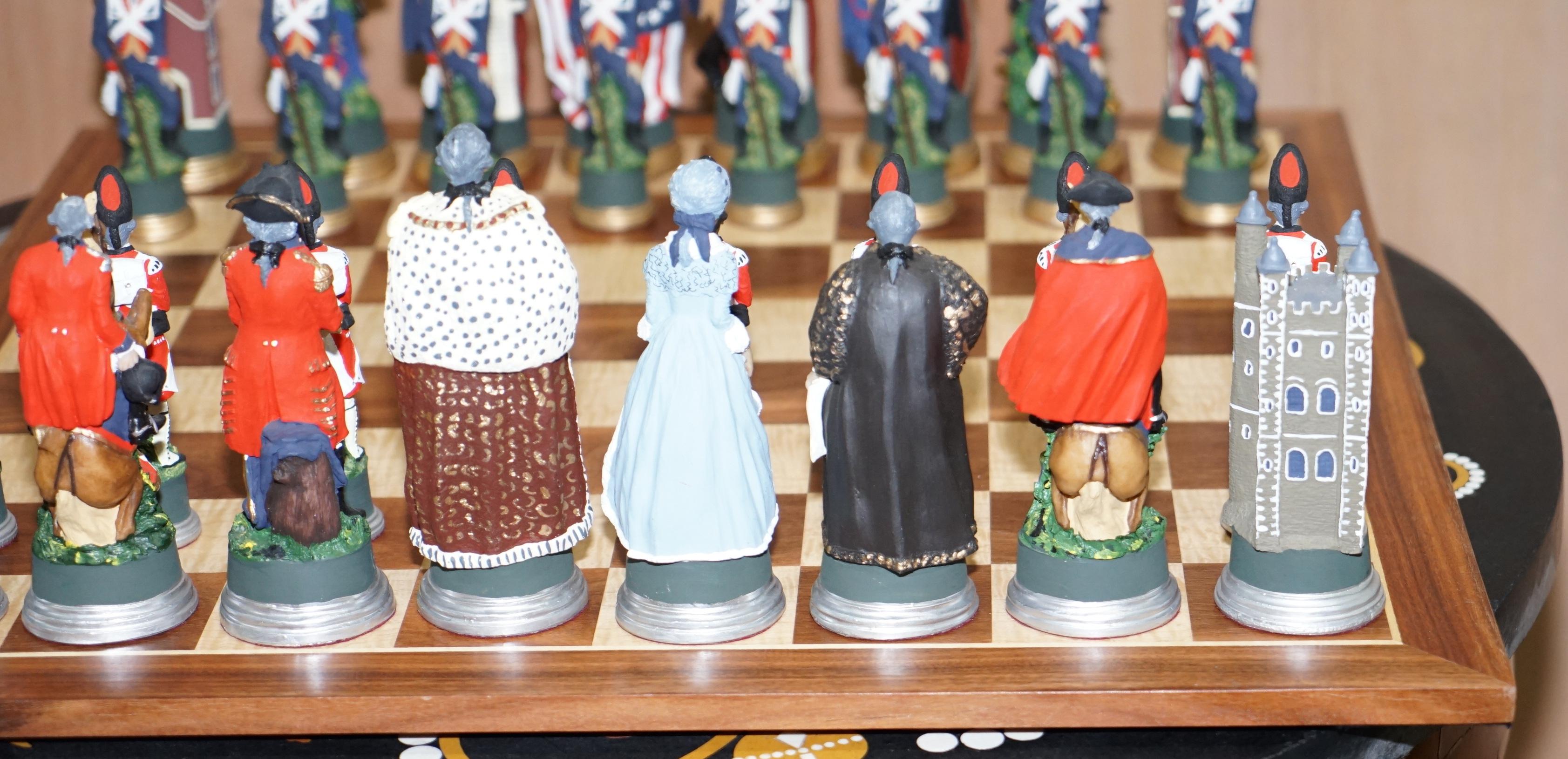 Very Rare Collectors American Civil War of Independence Hand Painted Chess Set 6