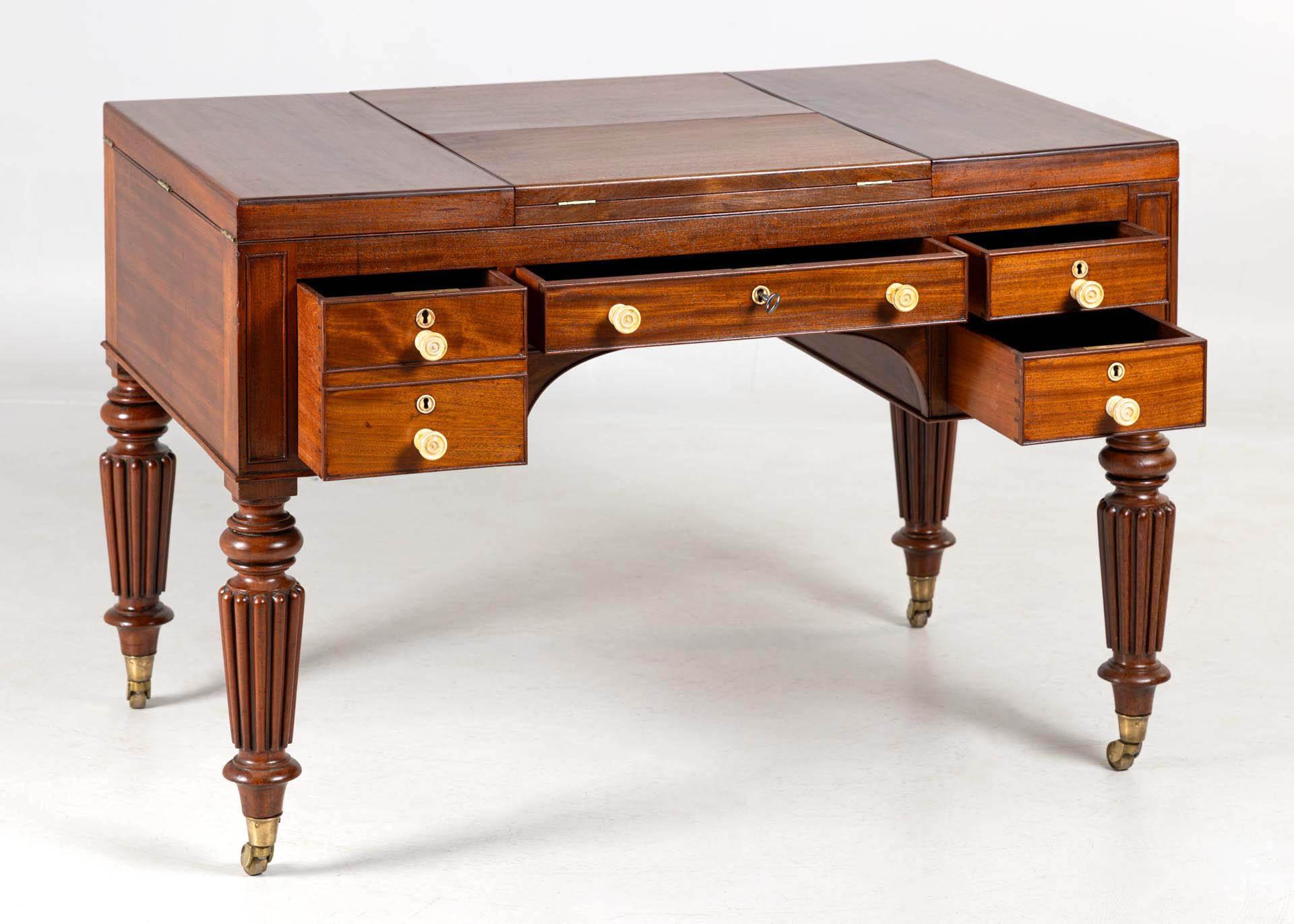 Très rare bureau convertible, bureau d'associé, coiffeuse, début du 19e siècle en vente 5
