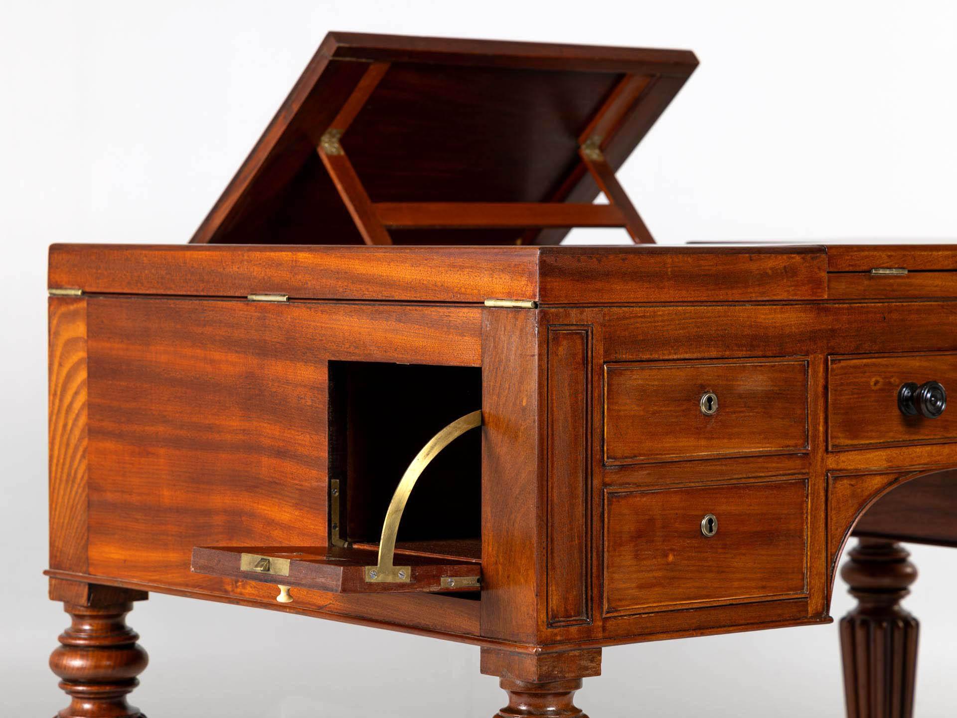 Très rare bureau convertible, bureau d'associé, coiffeuse, début du 19e siècle en vente 10