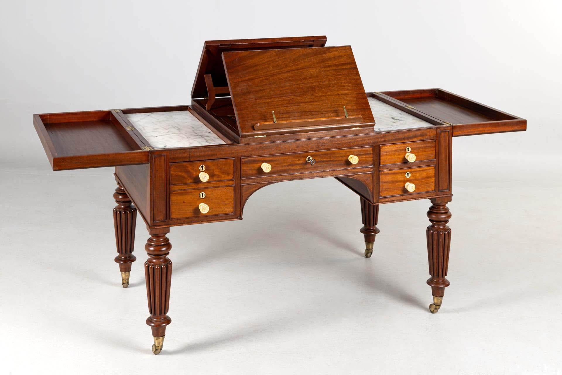 XIXe siècle Très rare bureau convertible, bureau d'associé, coiffeuse, début du 19e siècle en vente