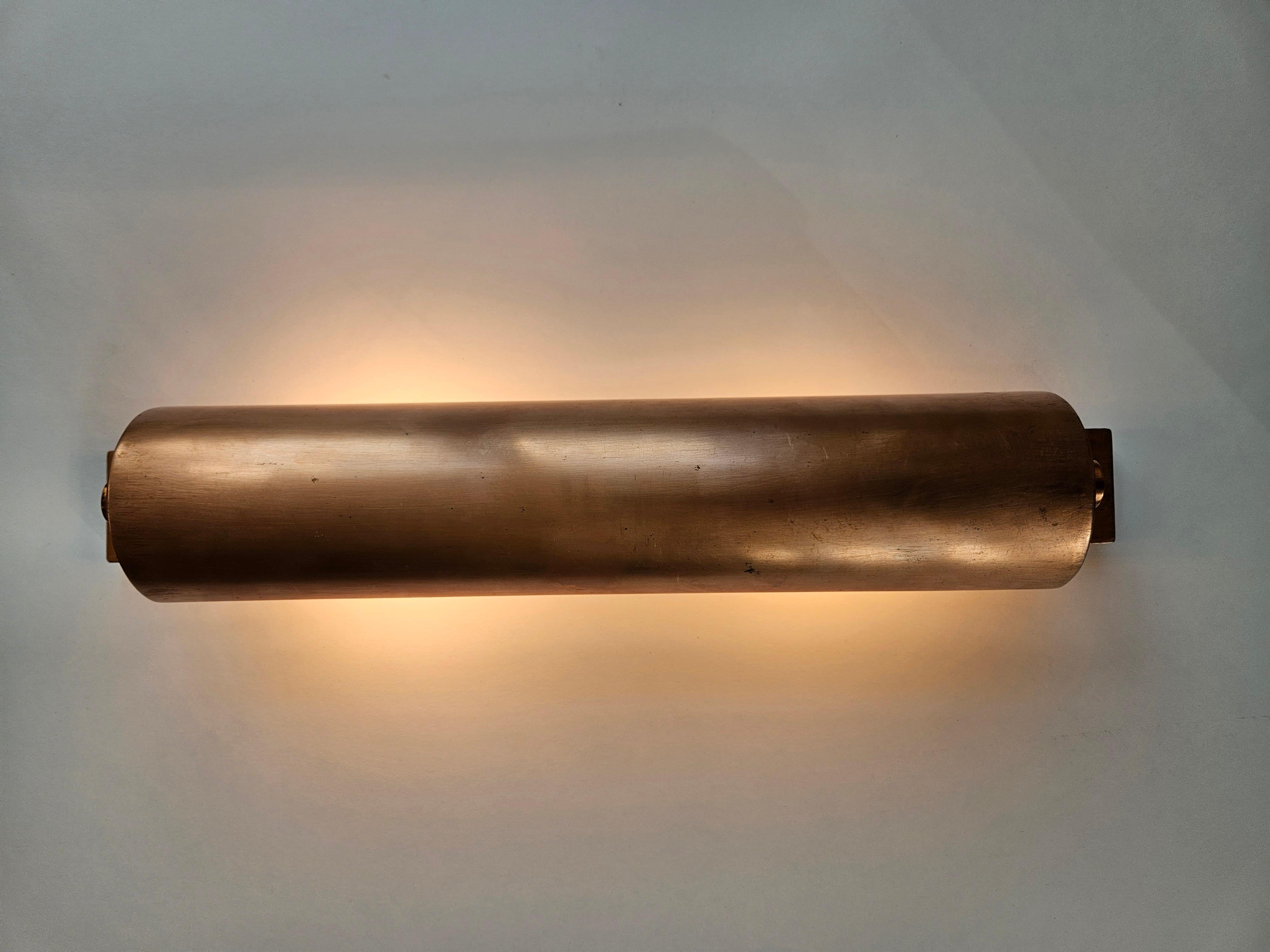 Lámpara de pared de cobre muy rara, Art Decó, años 30 en venta 5