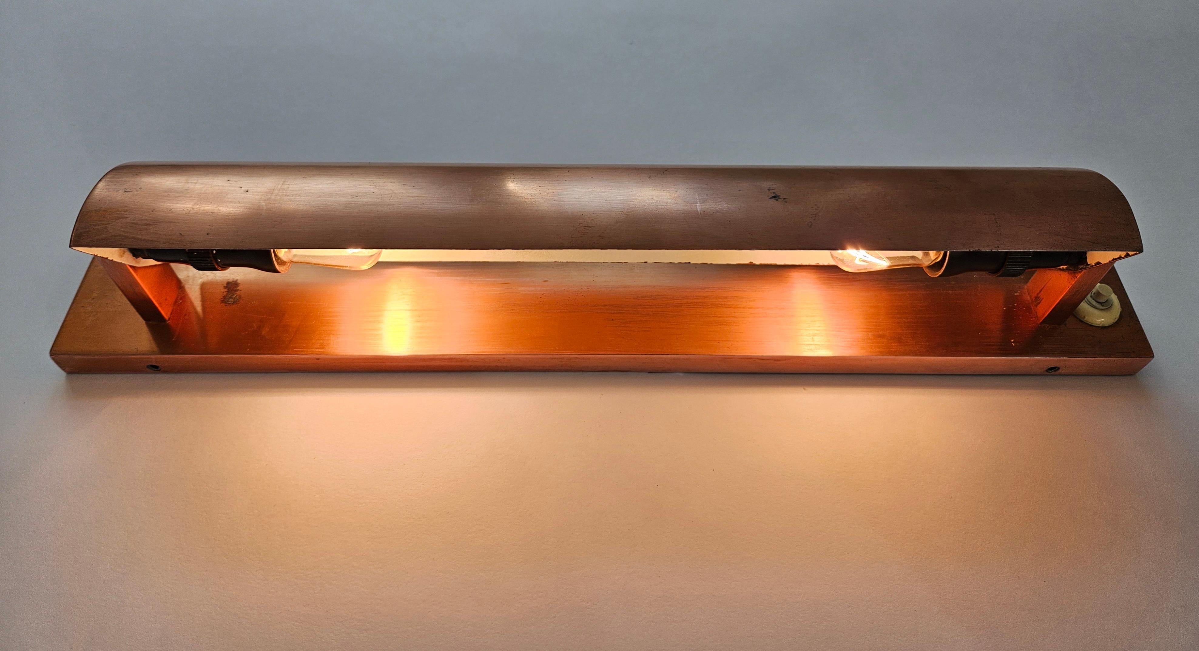 Lámpara de pared de cobre muy rara, Art Decó, años 30 en venta 6