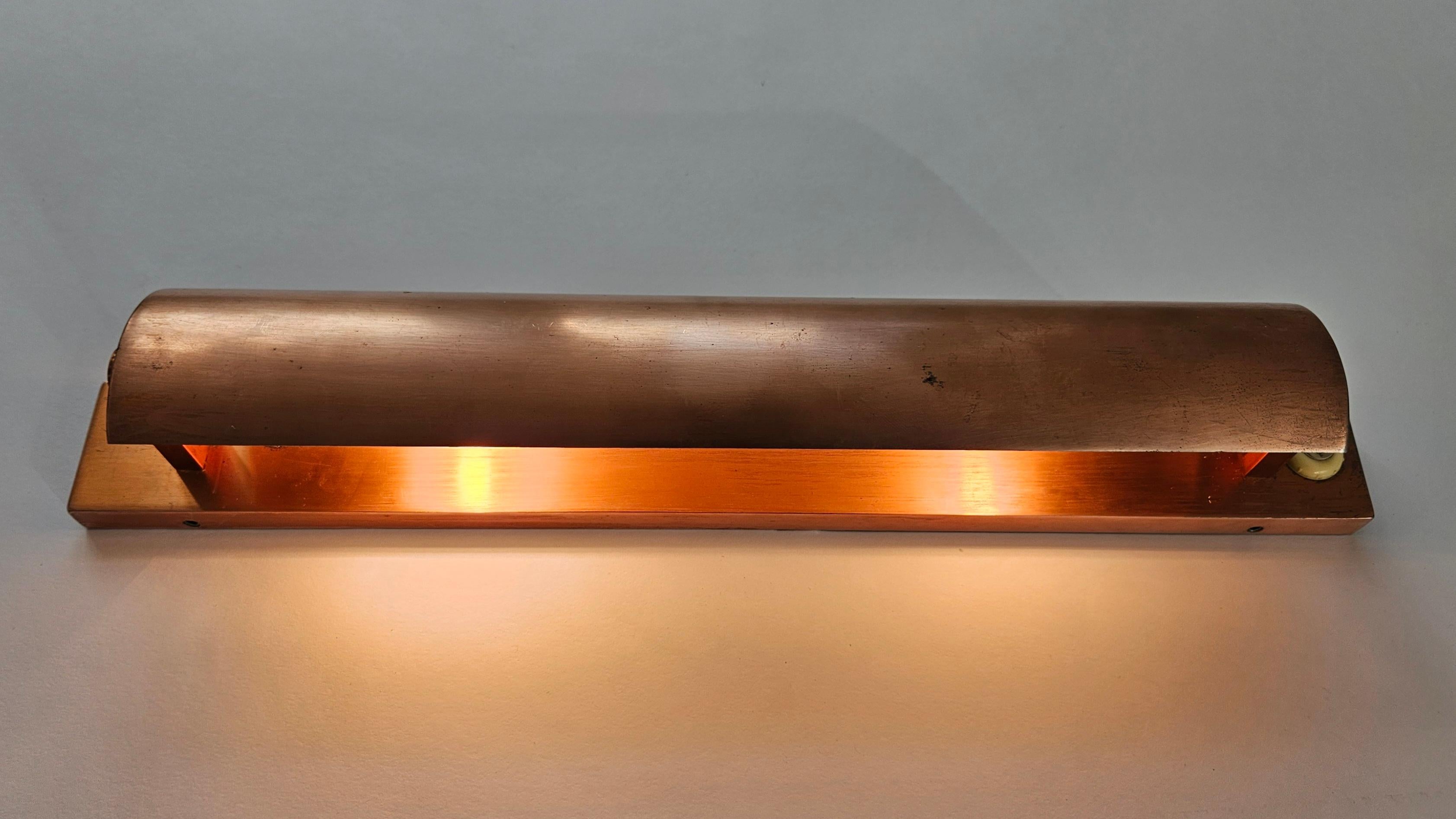 Lámpara de pared de cobre muy rara, Art Decó, años 30 en venta 7