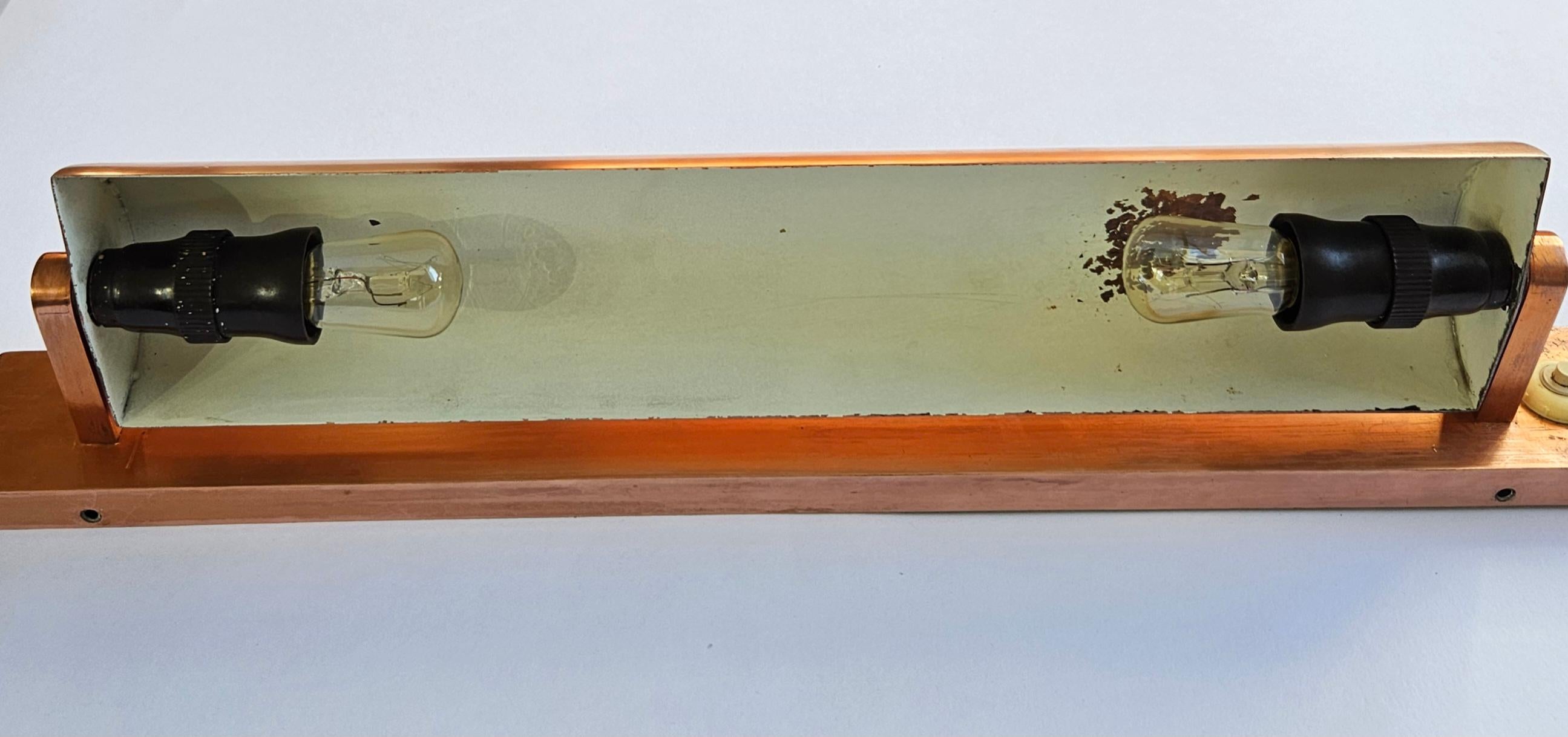 Lámpara de pared de cobre muy rara, Art Decó, años 30 en venta 1