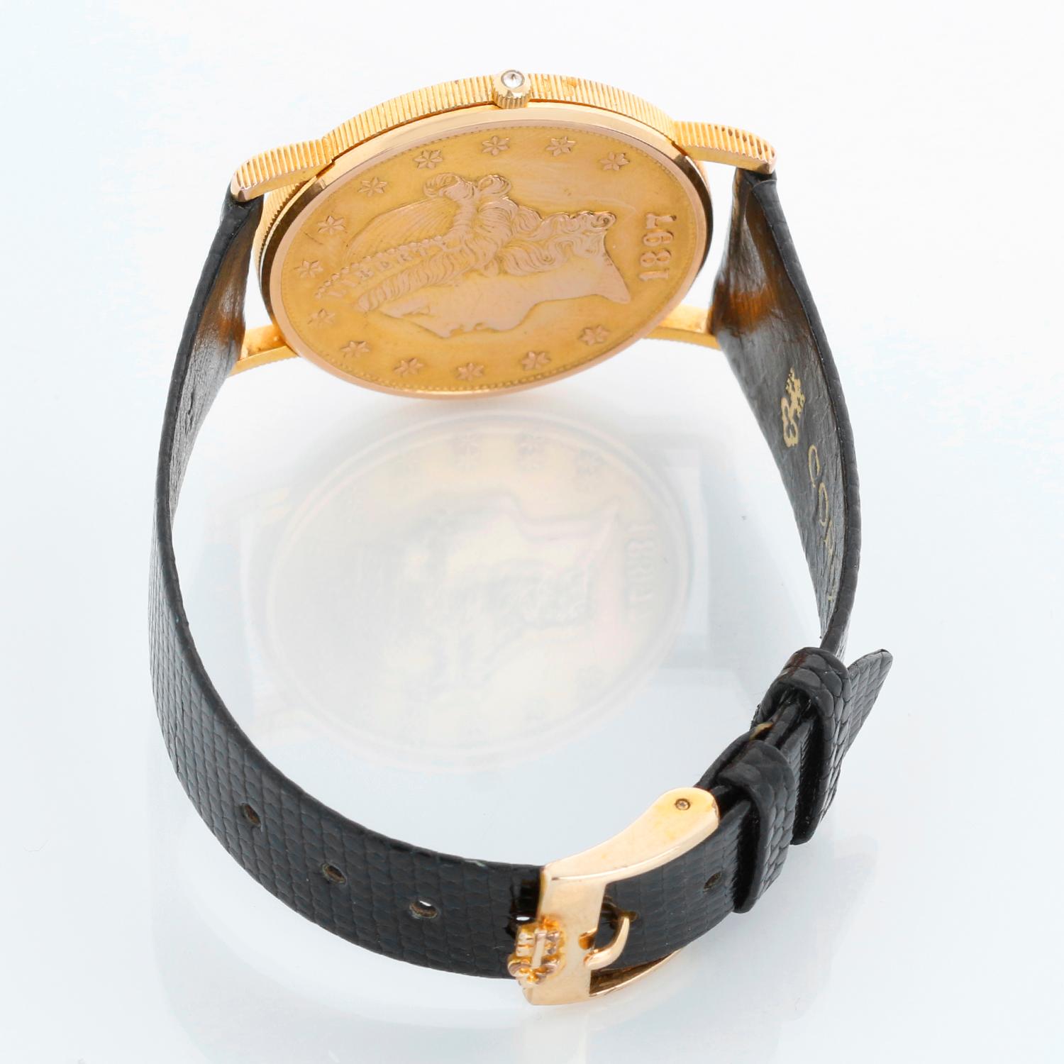 De los hombres Rarísimo Reloj de cuarzo Corum $20 1897 Liberty Double Eagle Gold Coin Men's 36mm en venta