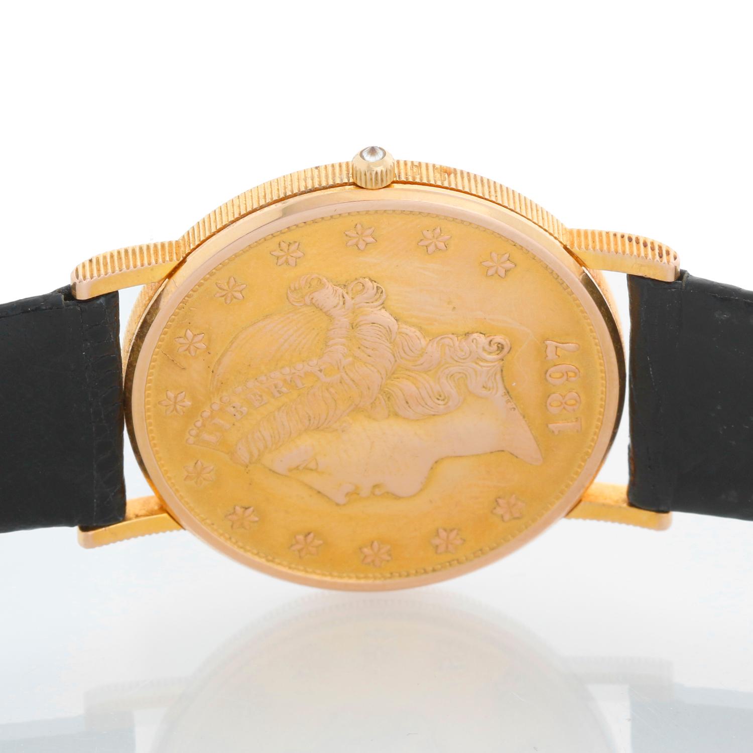Rarísimo Reloj de cuarzo Corum $20 1897 Liberty Double Eagle Gold Coin Men's 36mm en venta 1