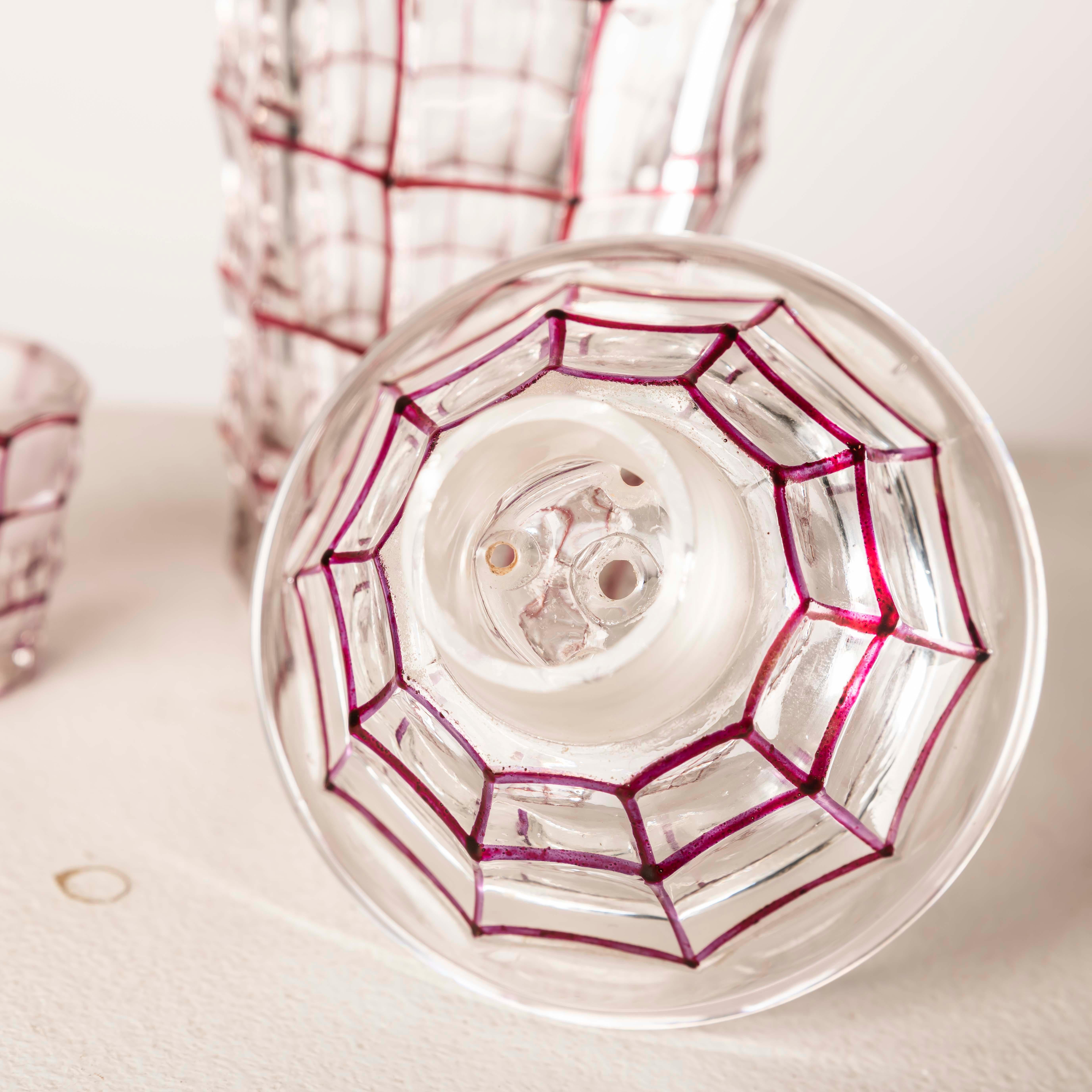 Verre taillé Très rare shaker tchèque dans le style de Josef Hoffmann en vente