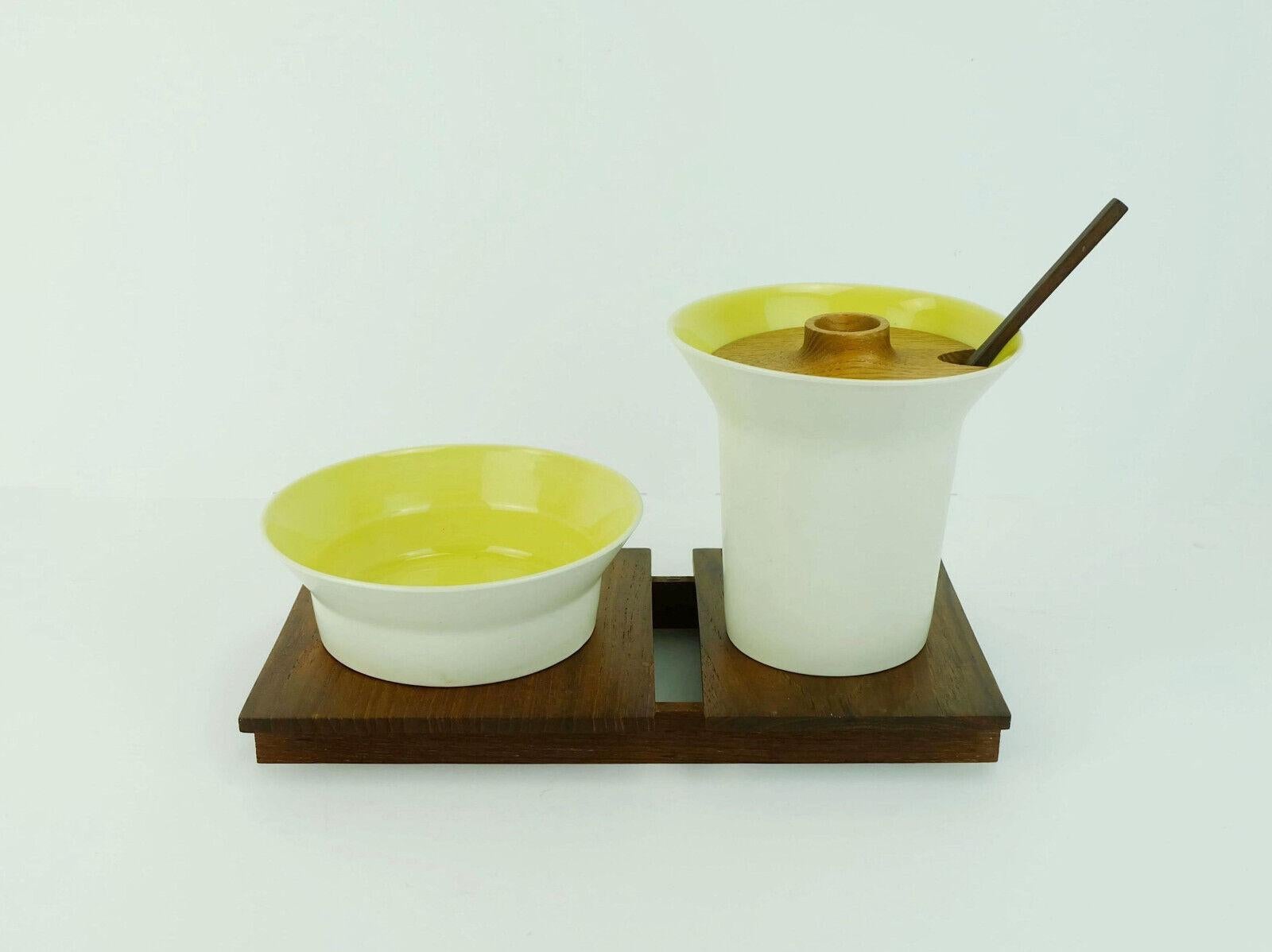 Mid-20th Century very rare danish modern SERVING SET laurids lonborg ceramic and wood 1960s For Sale