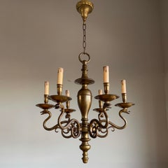 Very Rare Design Antique Bronze Serpent or Snake Candle or Electric Chandelier