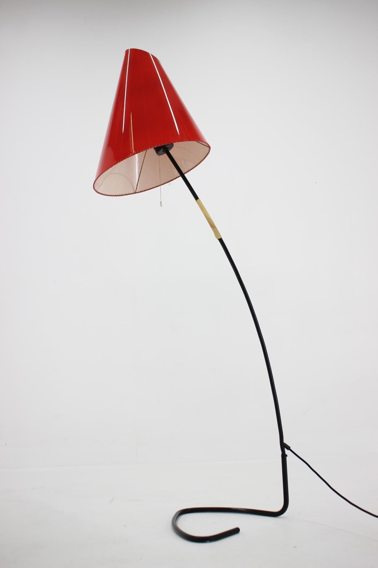 Mid-Century Modern Very Rare Design Red Floor Lamp by Josef Hůrka, 1960s