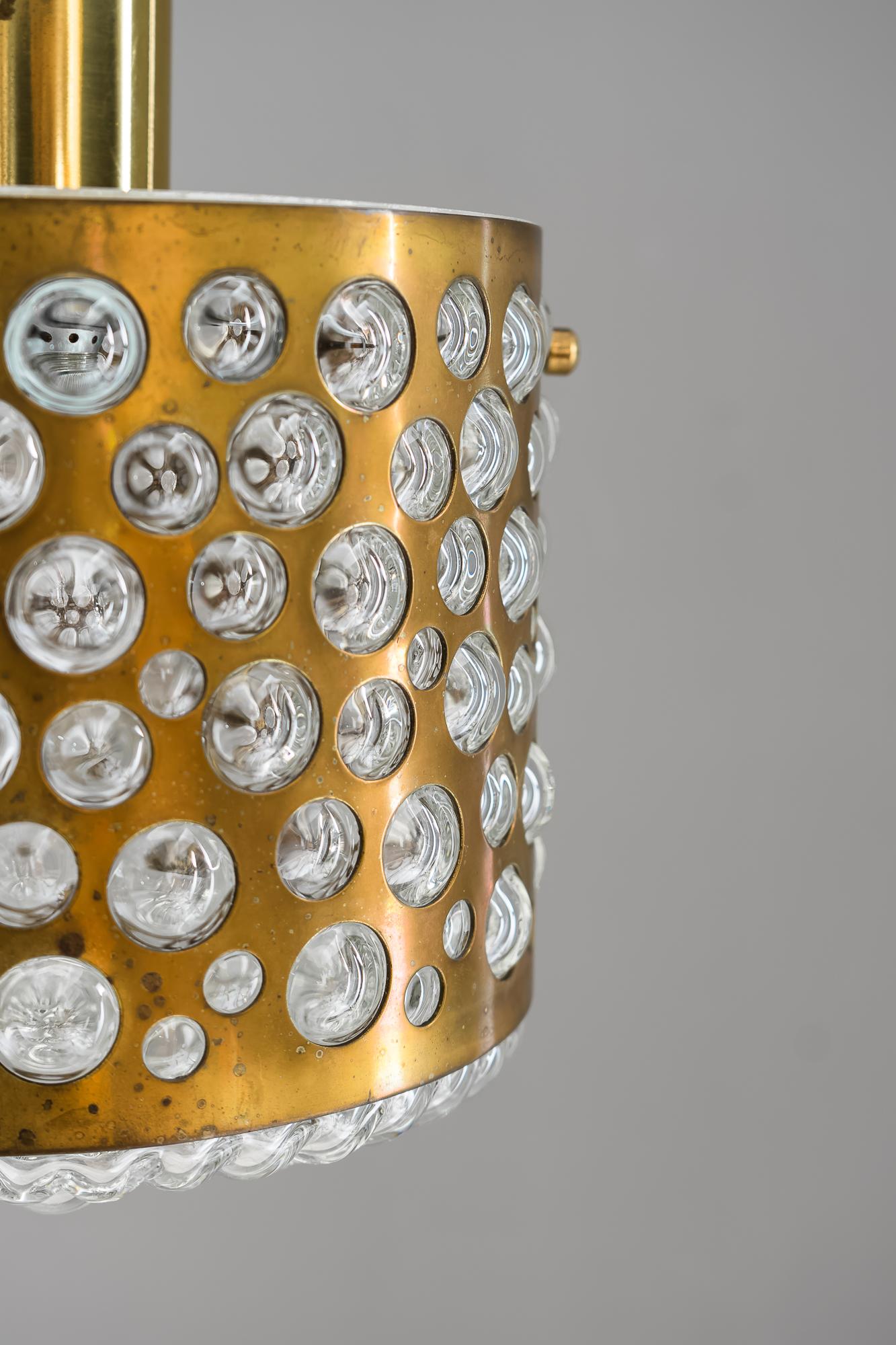 Laiton Très rare pendentif à double lampe par Limburg, vers les années 1960 en vente