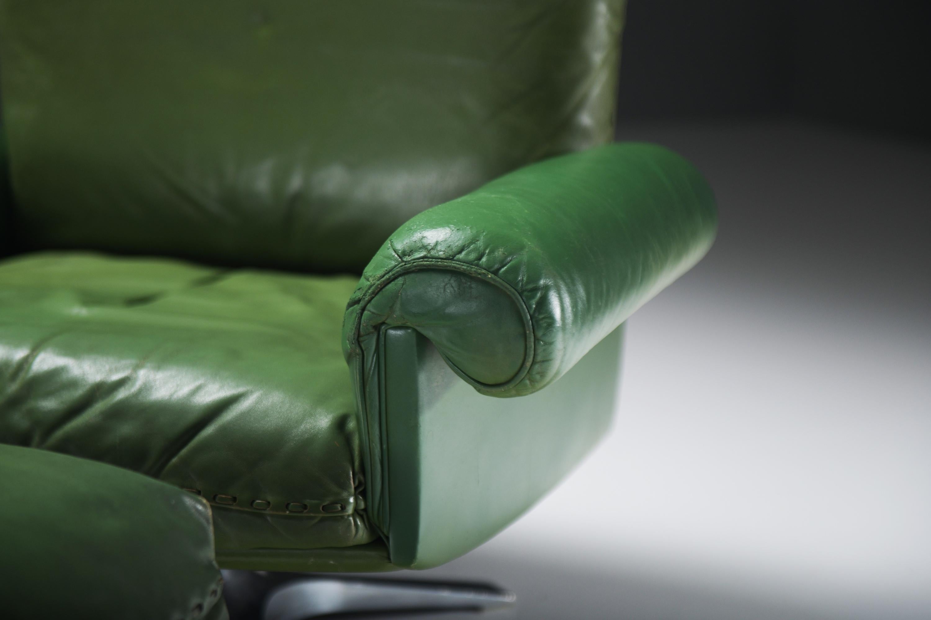 Very rare DS 31 lounge set in green leather by De Sede Team for De Sede Swiss For Sale 4