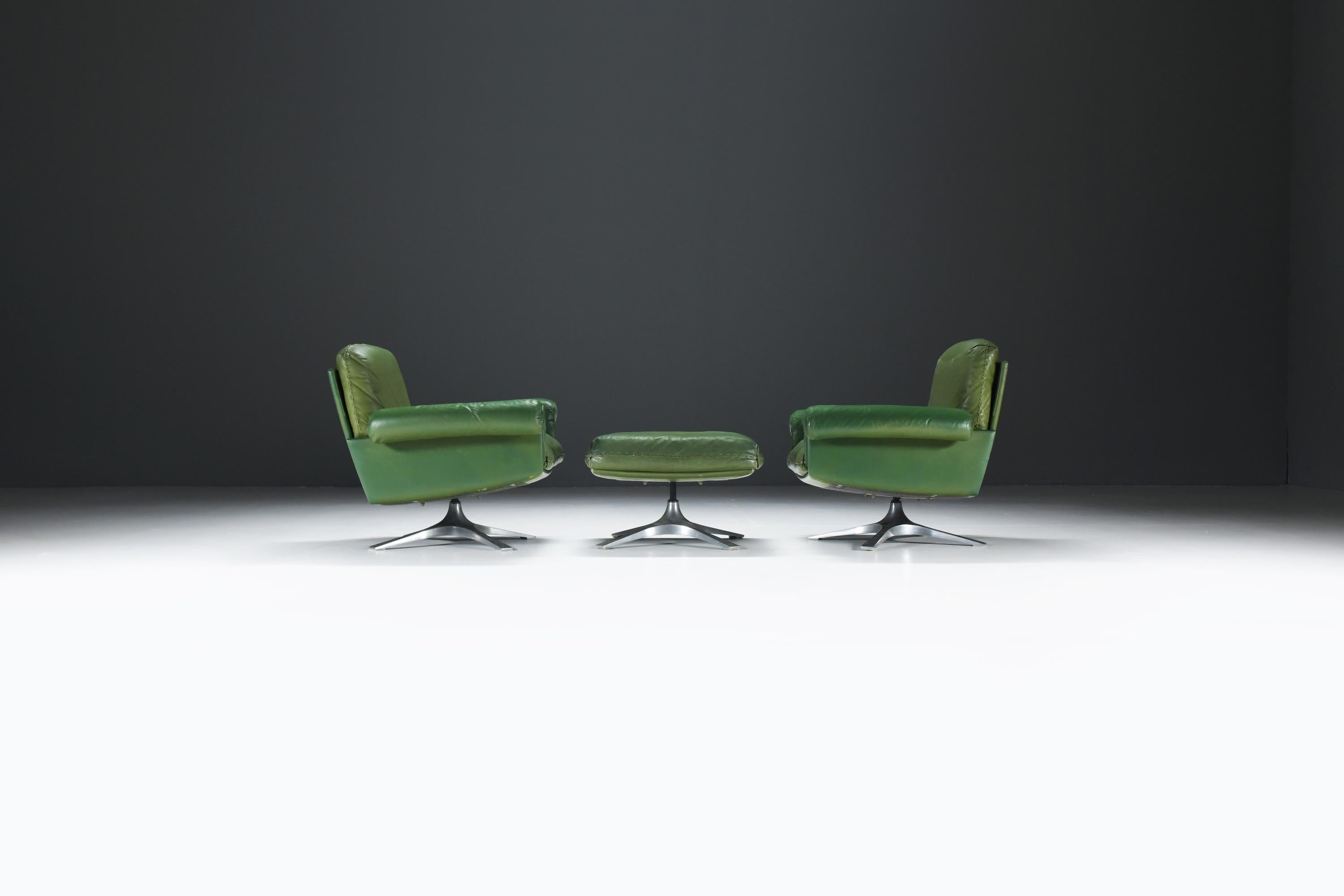 Very rare DS 31 lounge set in green leather by De Sede Team for De Sede Swiss For Sale 5