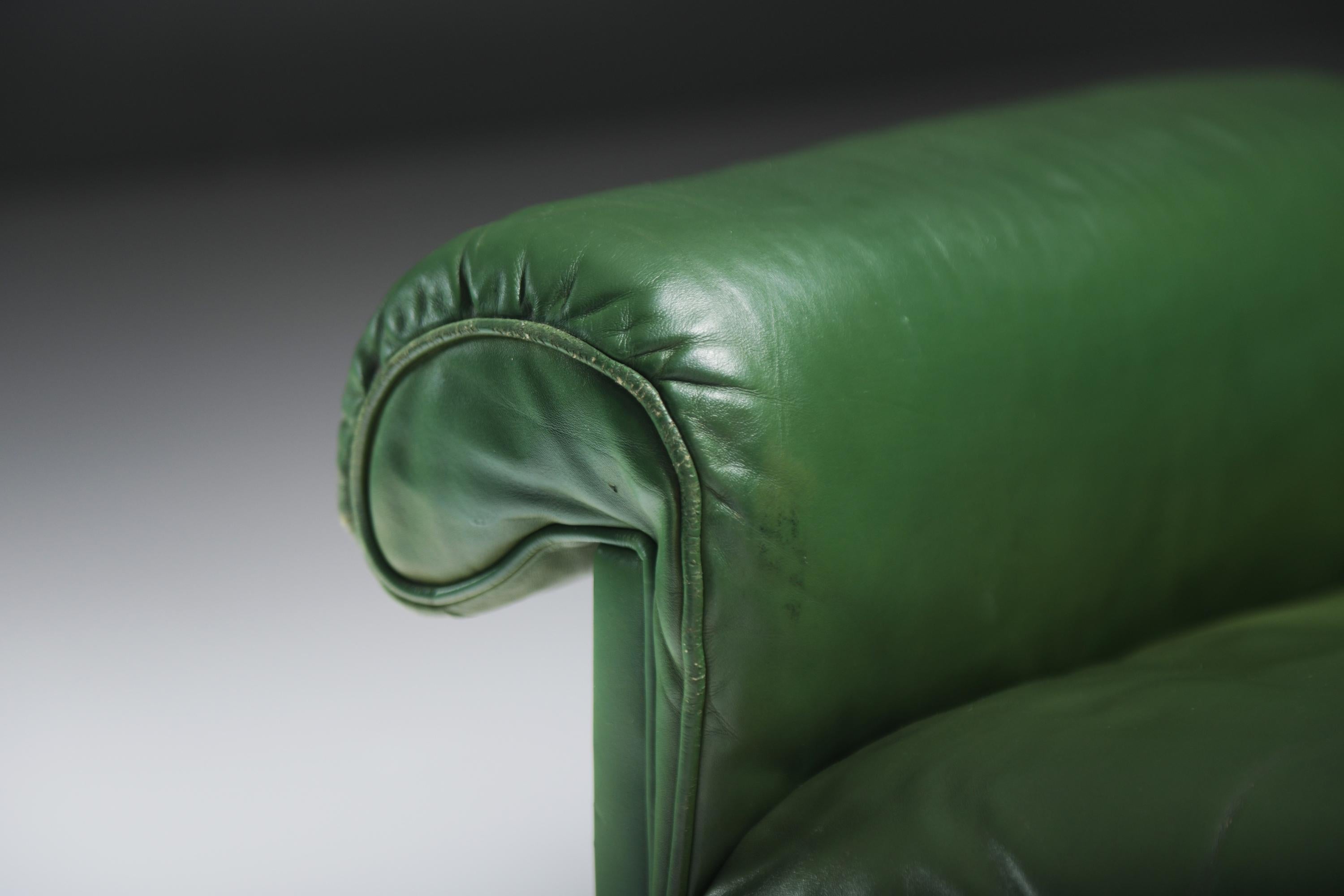 Very rare DS 31 lounge set in green leather by De Sede Team for De Sede Swiss For Sale 6