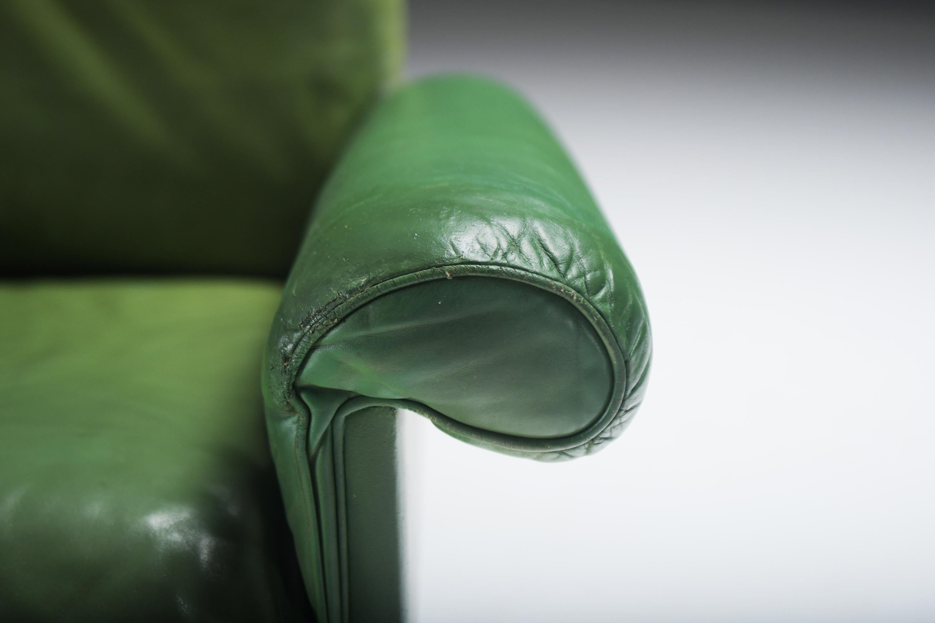 Very rare DS 31 lounge set in green leather by De Sede Team for De Sede Swiss For Sale 7