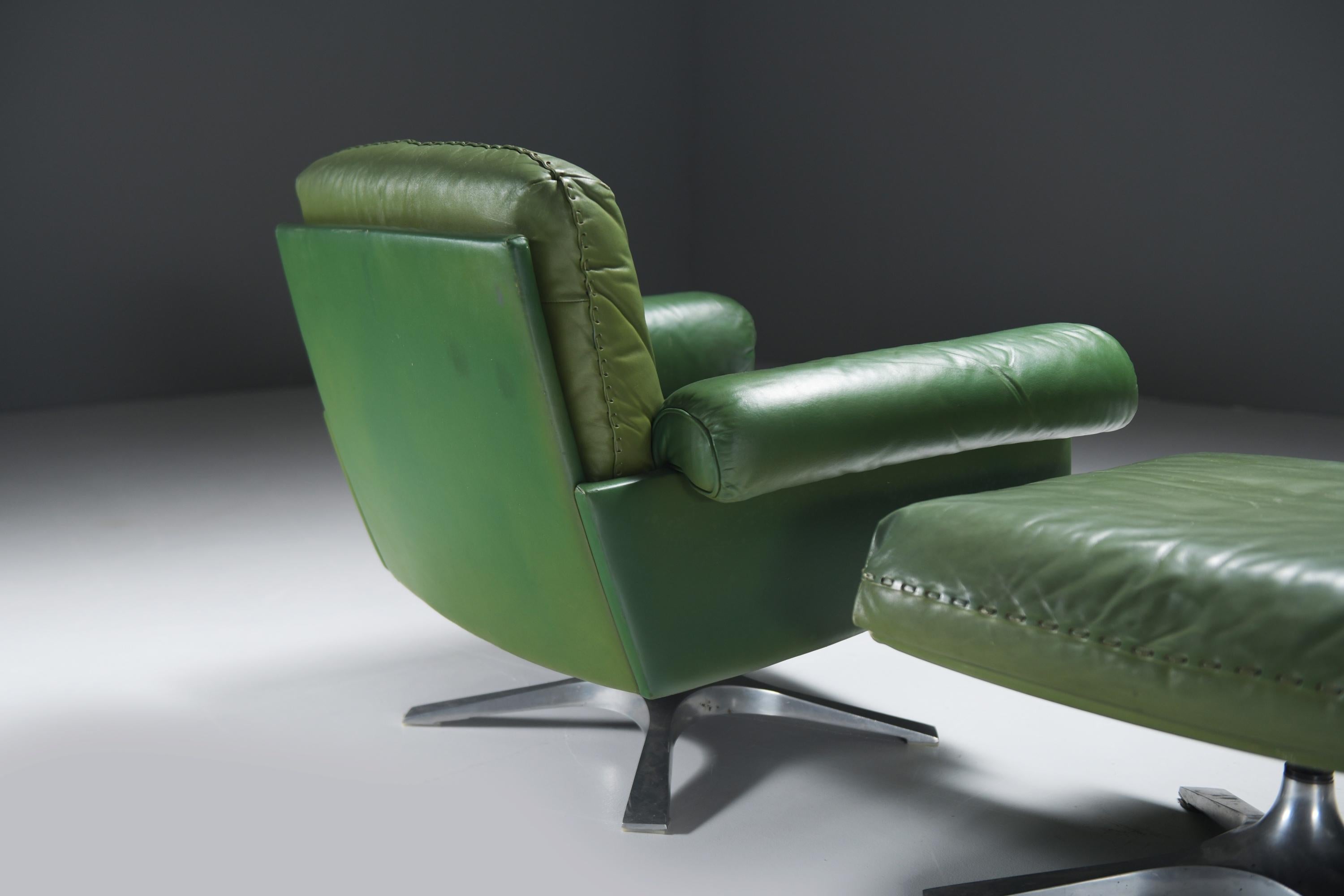 Very rare DS 31 lounge set in green leather by De Sede Team for De Sede Swiss For Sale 10