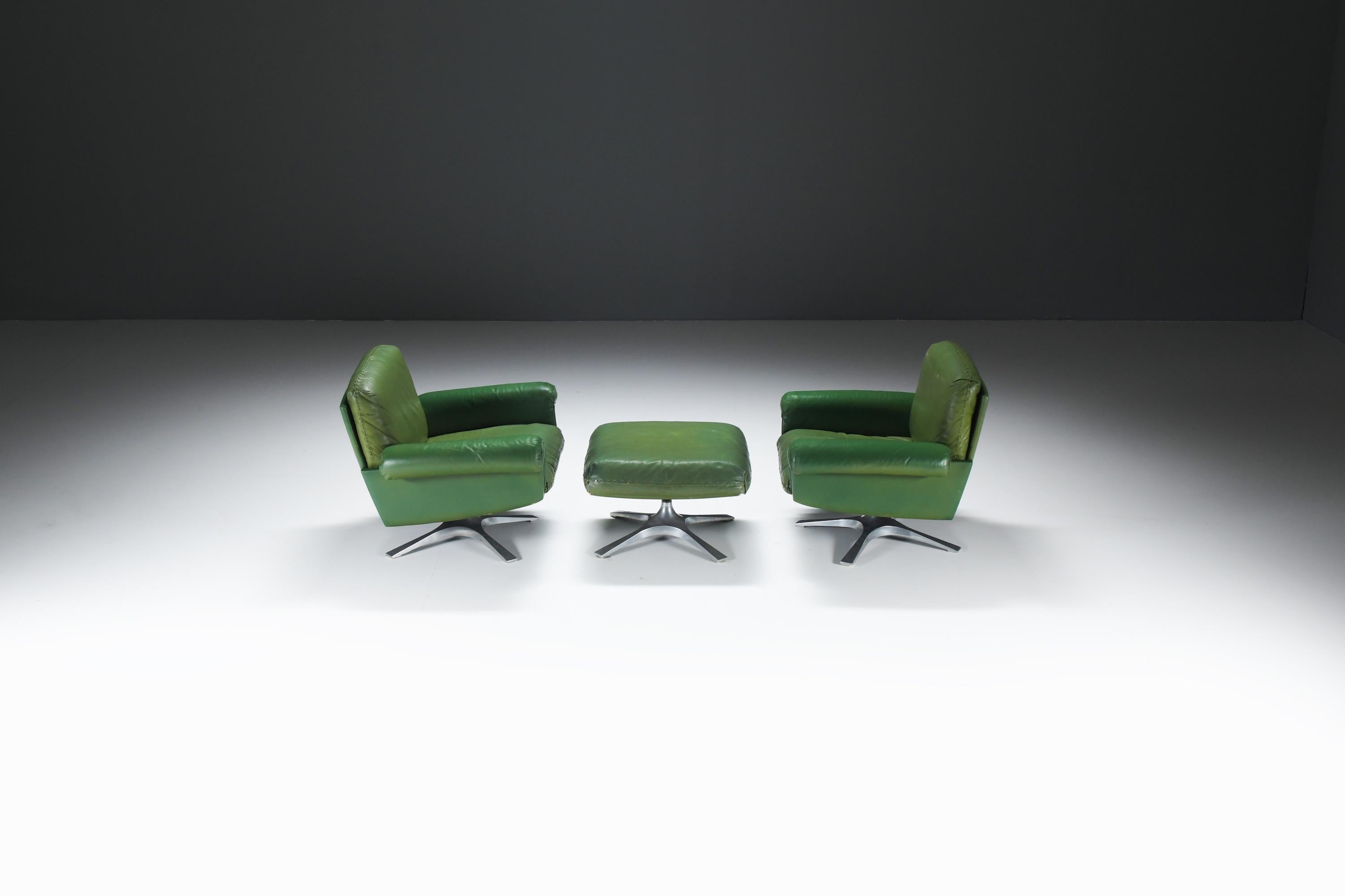 Very rare DS 31 lounge set in green leather by De Sede Team for De Sede Swiss For Sale 14