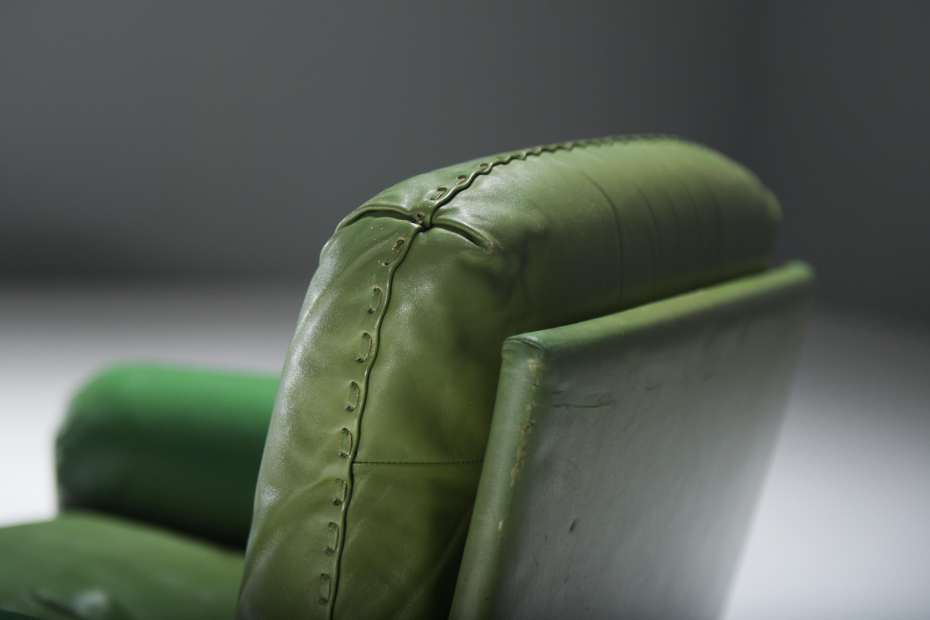 Leather Very rare DS 31 lounge set in green leather by De Sede Team for De Sede Swiss For Sale