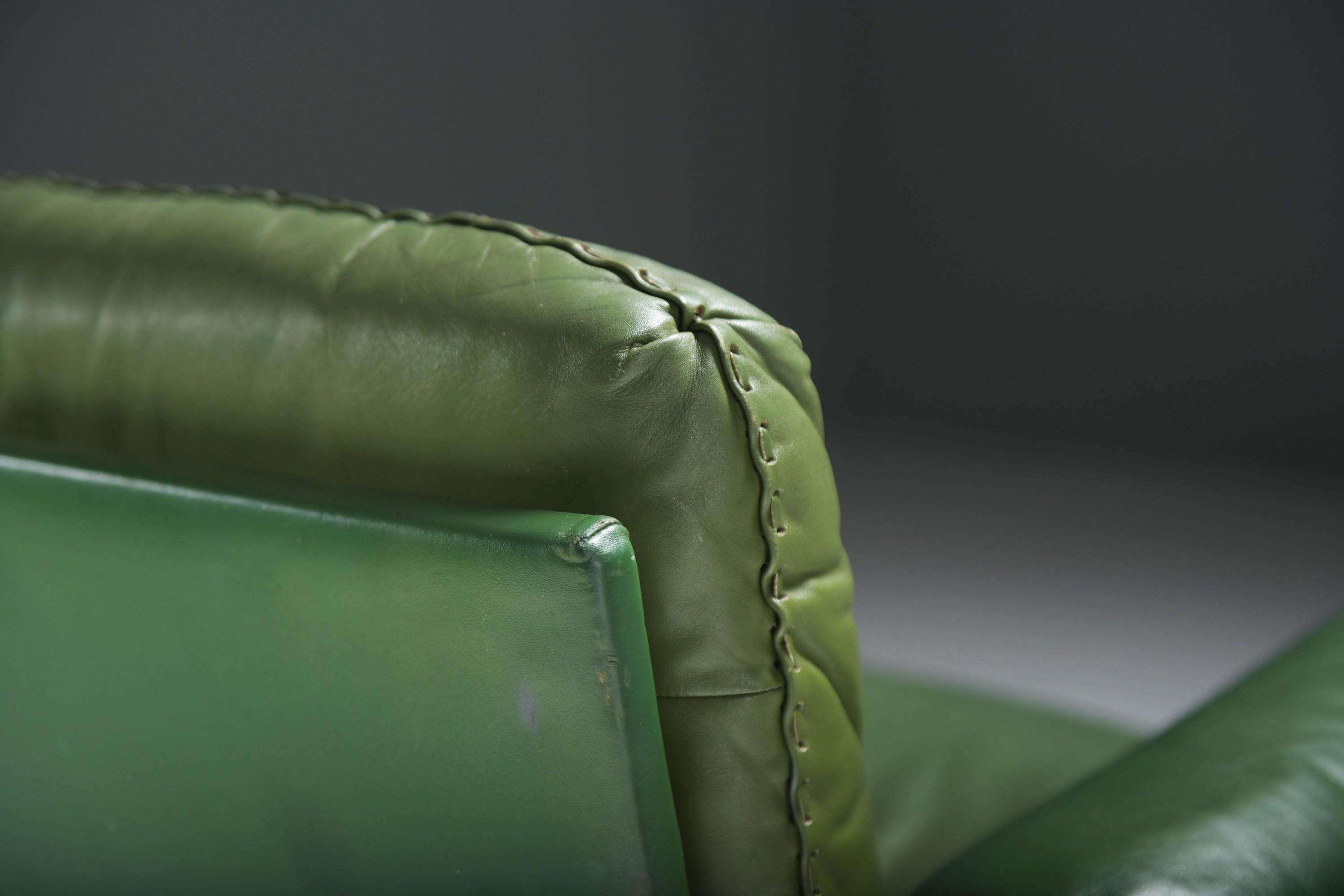 Very rare DS 31 lounge set in green leather by De Sede Team for De Sede Swiss For Sale 2