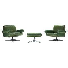 Rarissimo set da salotto DS 31 in pelle verde del De Sede Team per De Sede Swiss
