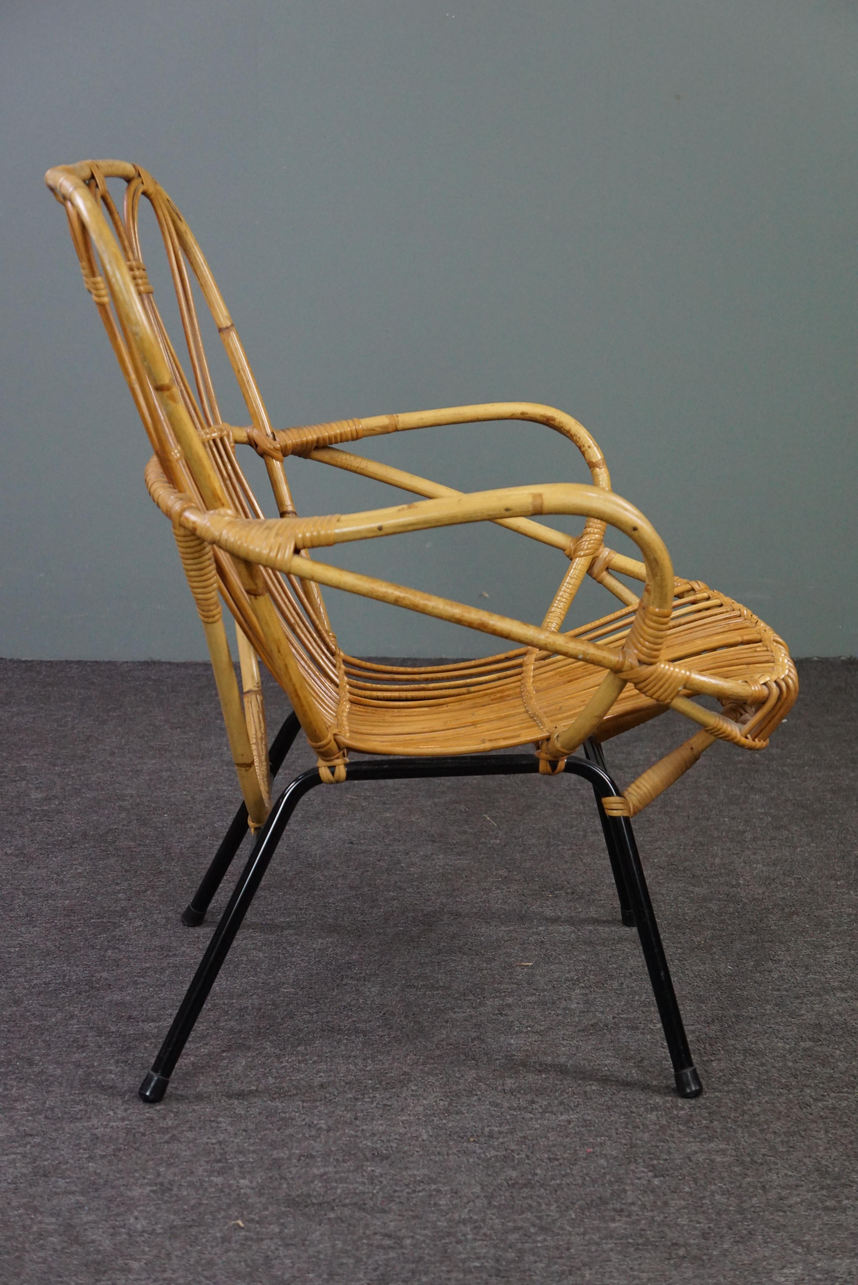 Hand-Crafted Very rare Dutch Design rattan armchair, 1960 For Sale