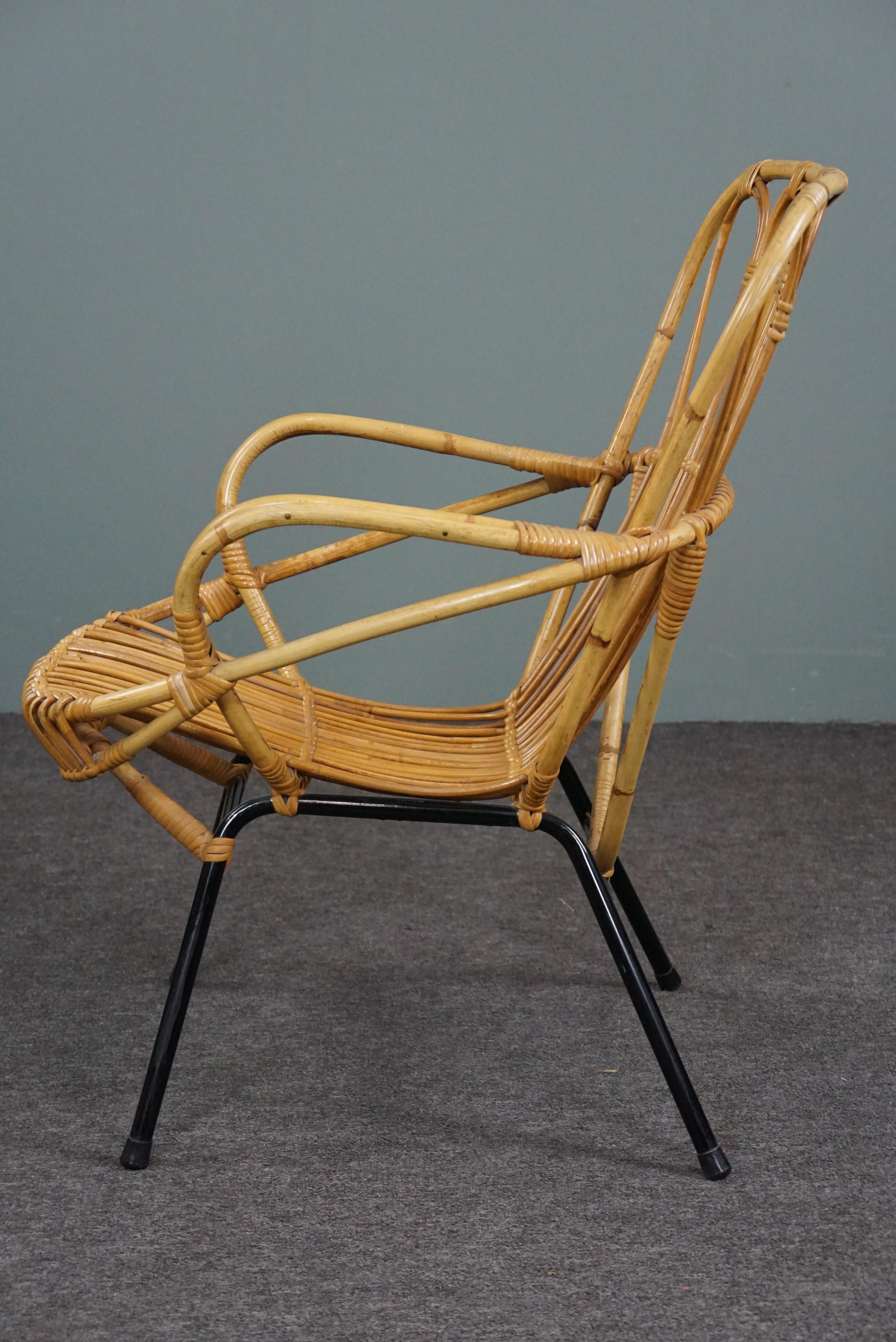 Mid-20th Century Very rare Dutch Design rattan armchair, 1960 For Sale