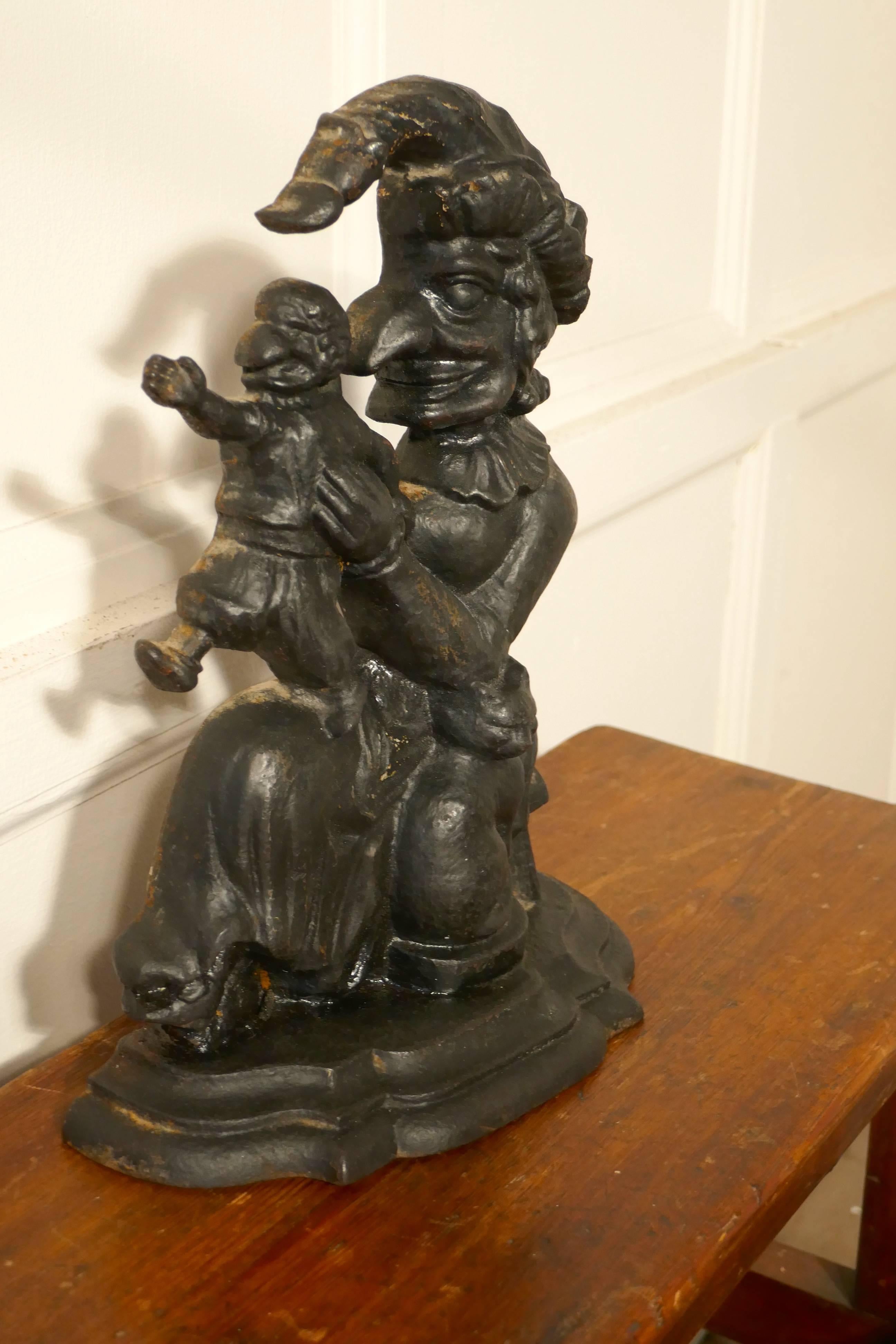 Very Rare Early 19th Century Cast Iron Judy Door Stop In Good Condition In Chillerton, Isle of Wight