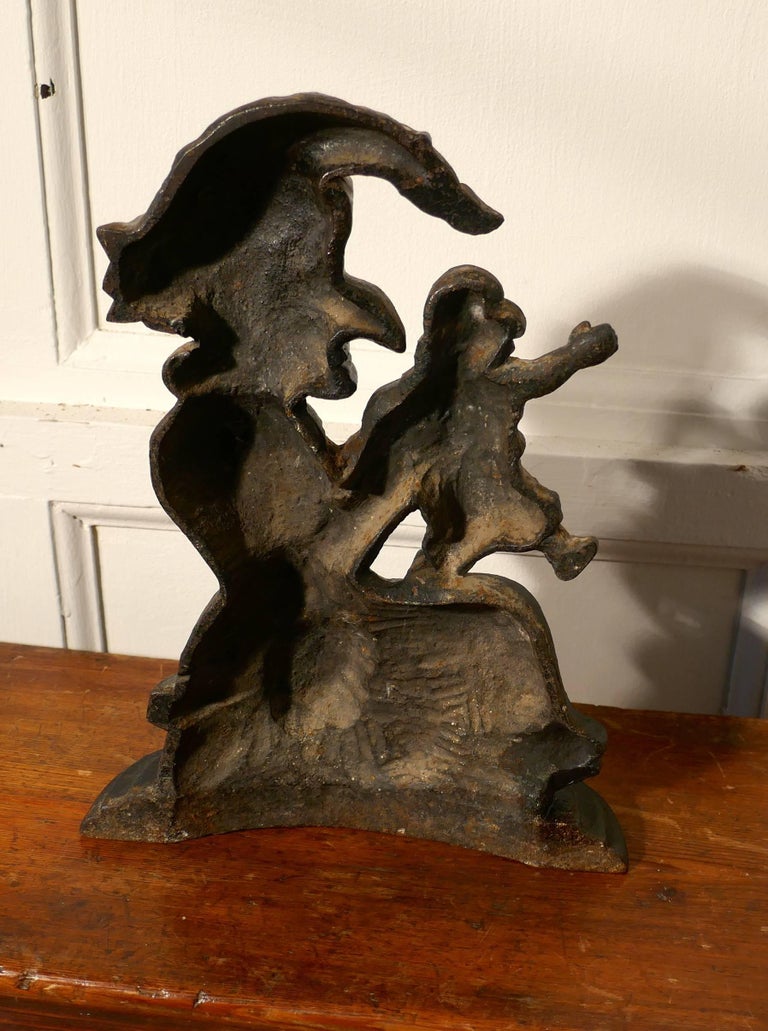 Very Rare Early 19th Century Cast Iron Judy Door Stop For Sale At