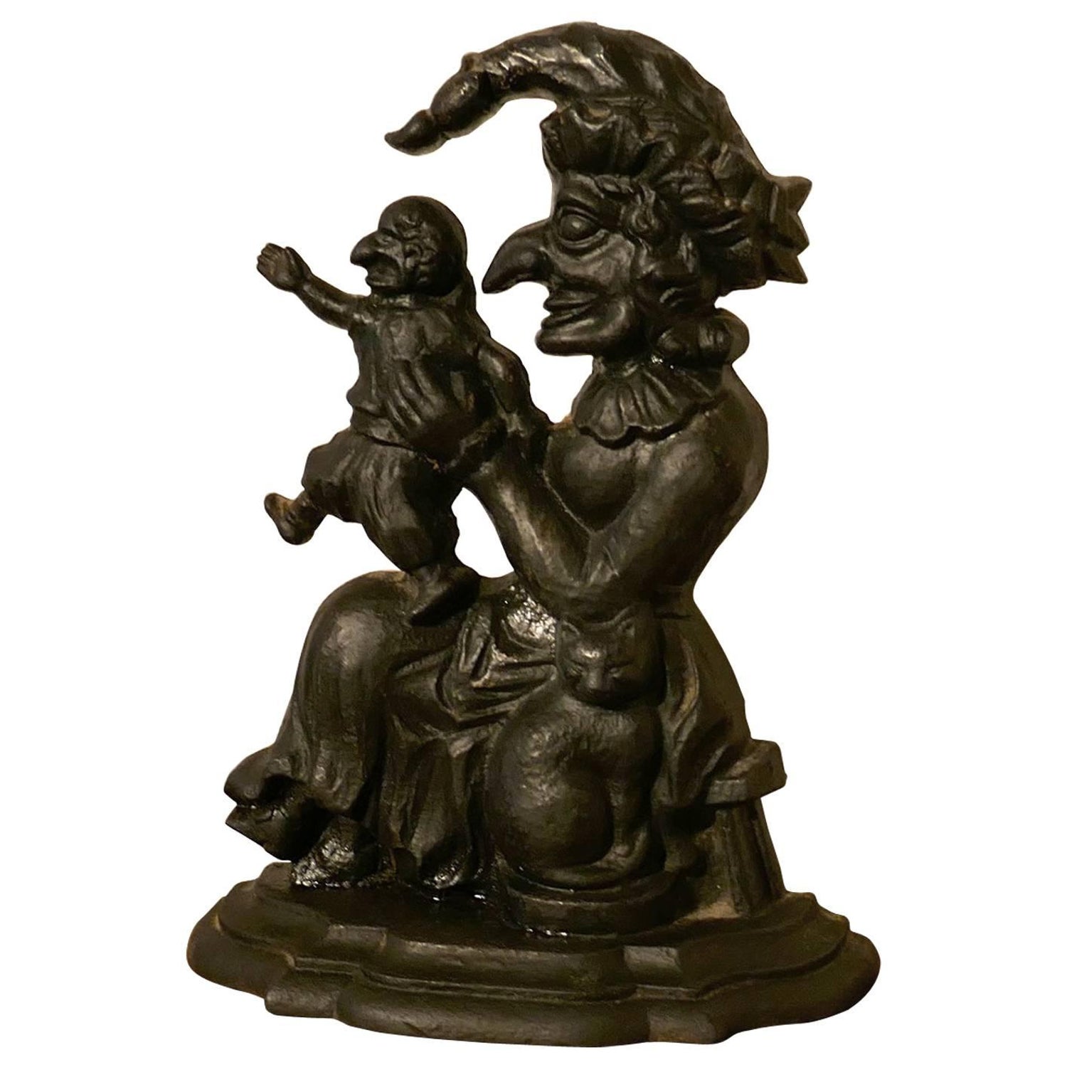 Very Rare Early 19th Century Cast Iron Judy Door Stop For Sale At