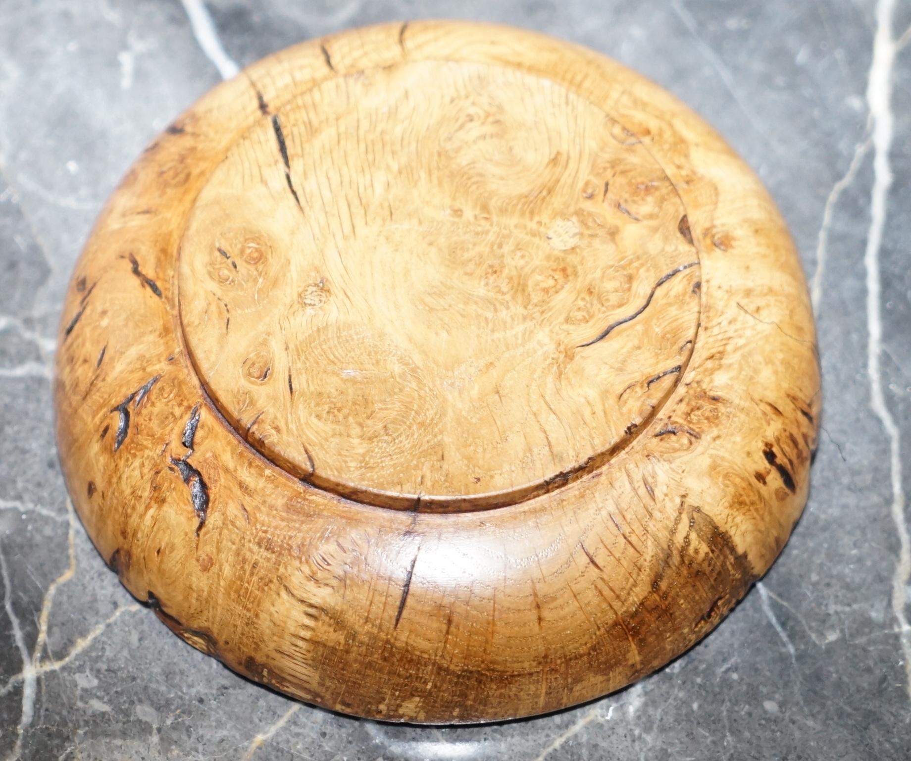 Hand-Crafted Very Rare Early Robert Mouseman Thompson of Kilburn Bowl from Single Oak Burr