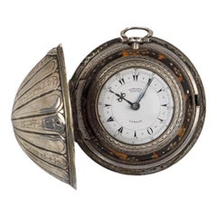 Very Rare Edward Prior Antique Silver Four Case Open Face Pocket Watch