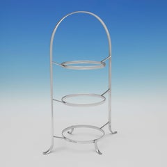 Very Rare Edwardian Antique Sterling Silver Cake Stand, Hukin & Heath, 1902