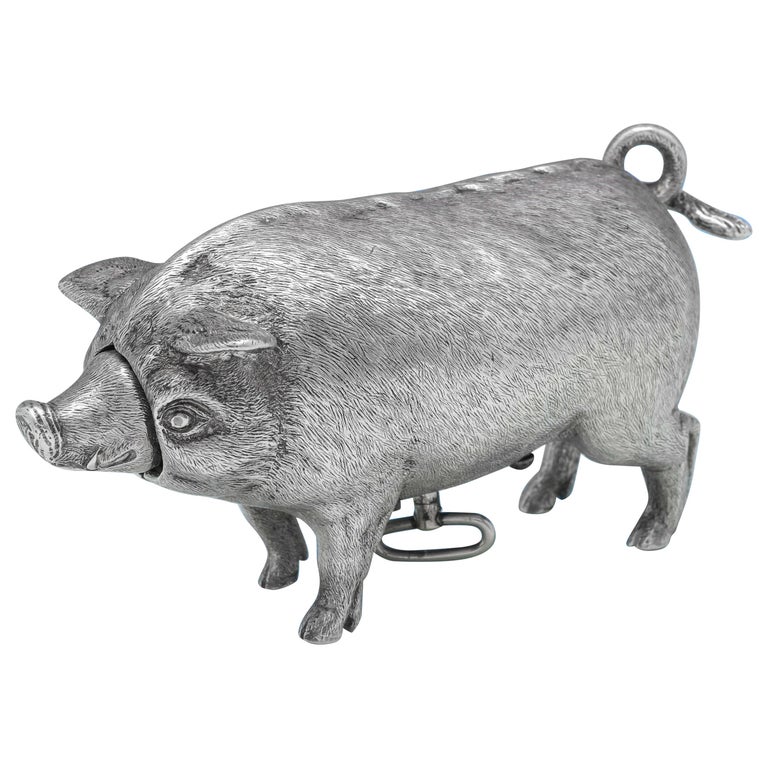 Very Rare Edwardian Sterling Silver 'Pig Bell' London 1904 by William Hornby For Sale